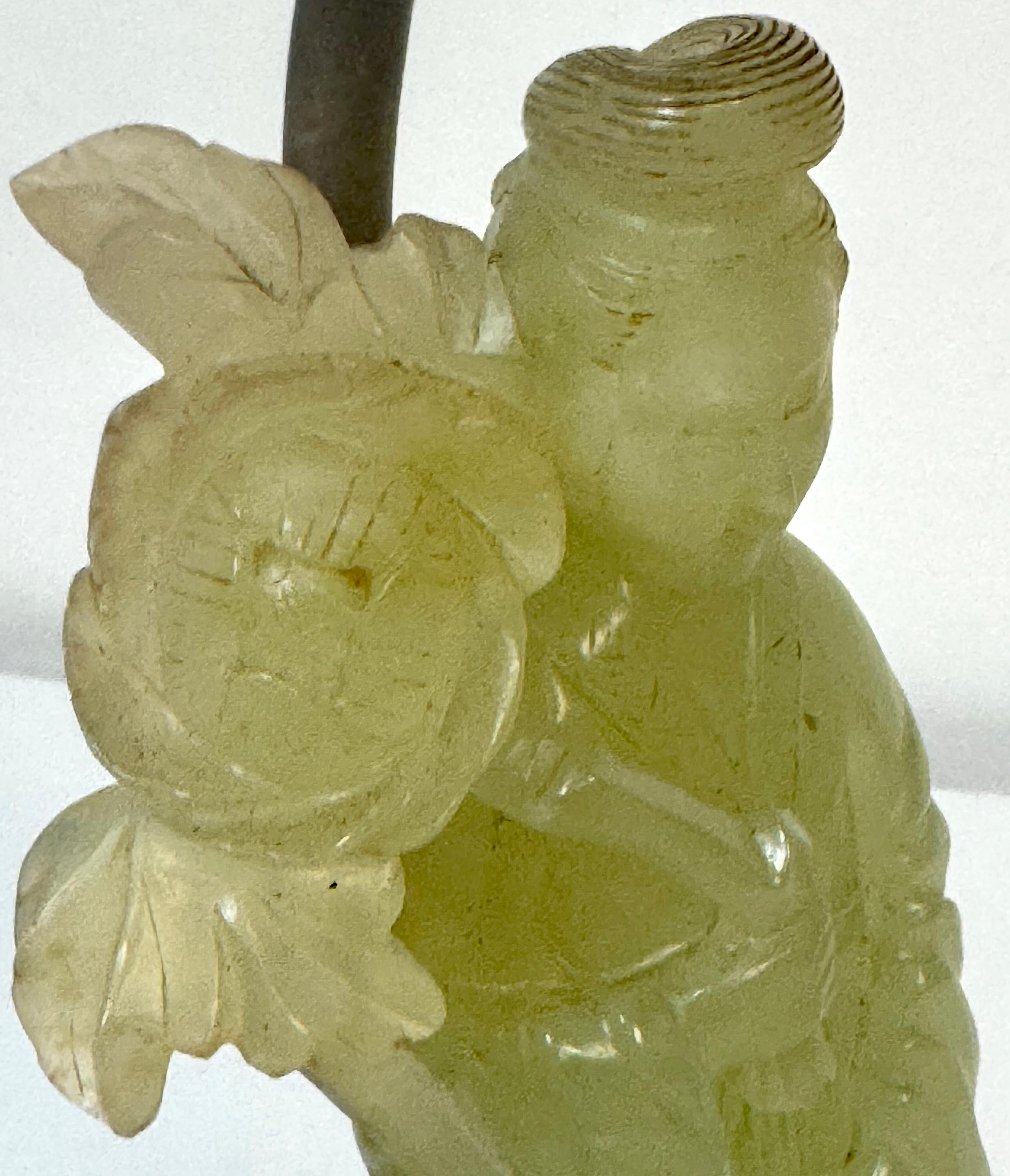 20th Century Chinese Carved Jadeite Guanyin with Cat, Mounted as a Lamp, Circa 1920s For Sale