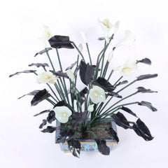 Jade Lily Arrangement in a Cloisonné Planter