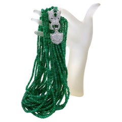 Vintage Jade Multi-Strand Necklace with Leopard Clasp 