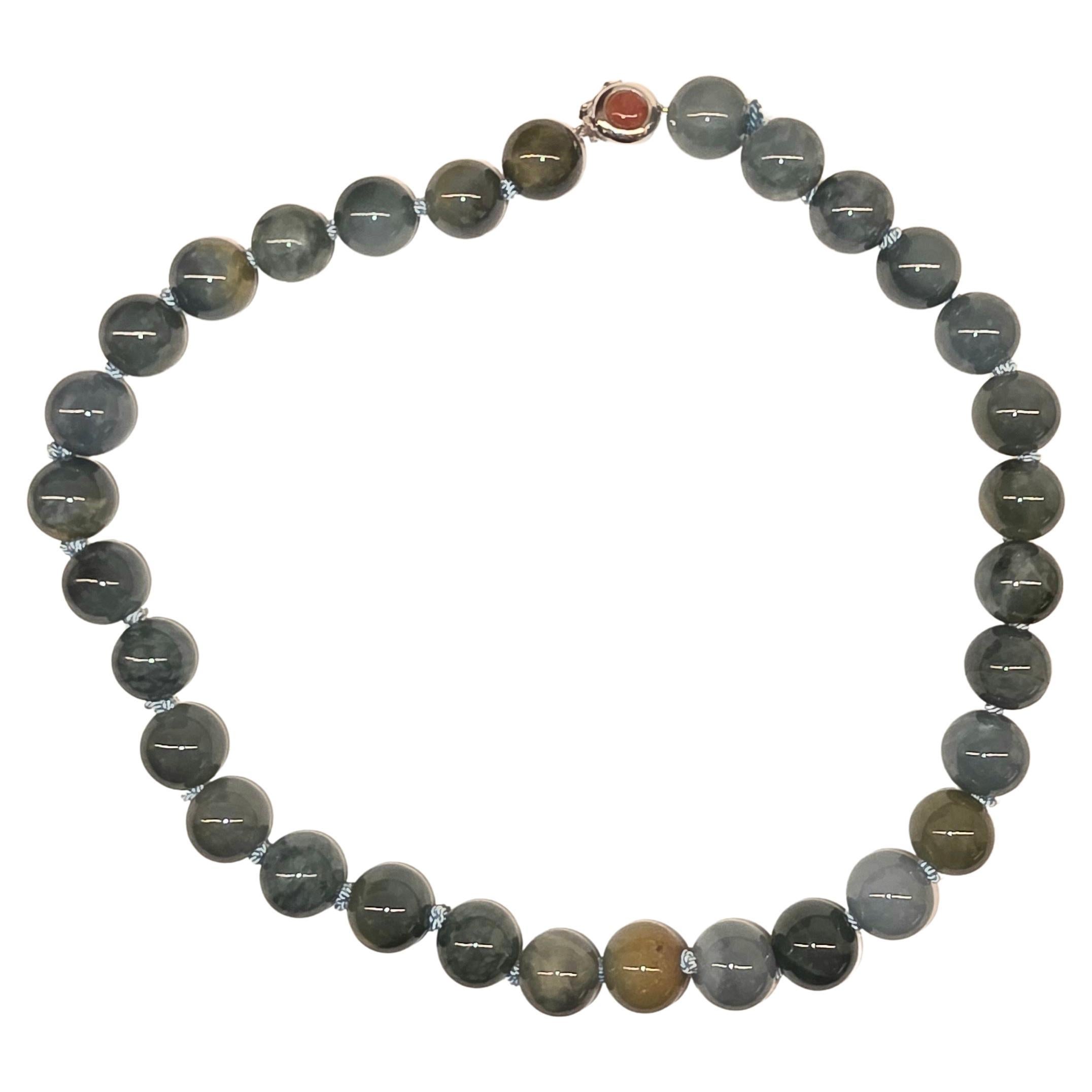 Jade Necklace 16" Guatemalan Jadeite Jade Untreated For Sale