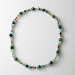 Jade Necklace and Beaded Bracelet, Colorful, Unisex, 17" Certified Untreated