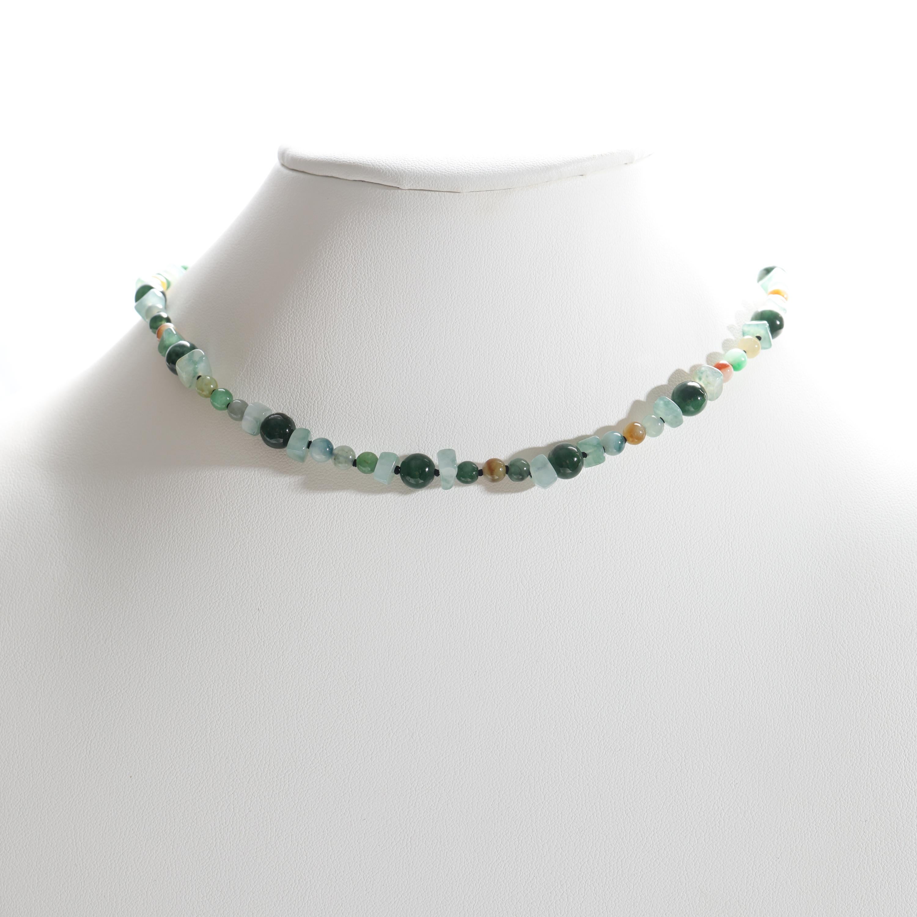 Artisan Jade Necklace and Beaded Bracelet, Colorful, Unisex, 17