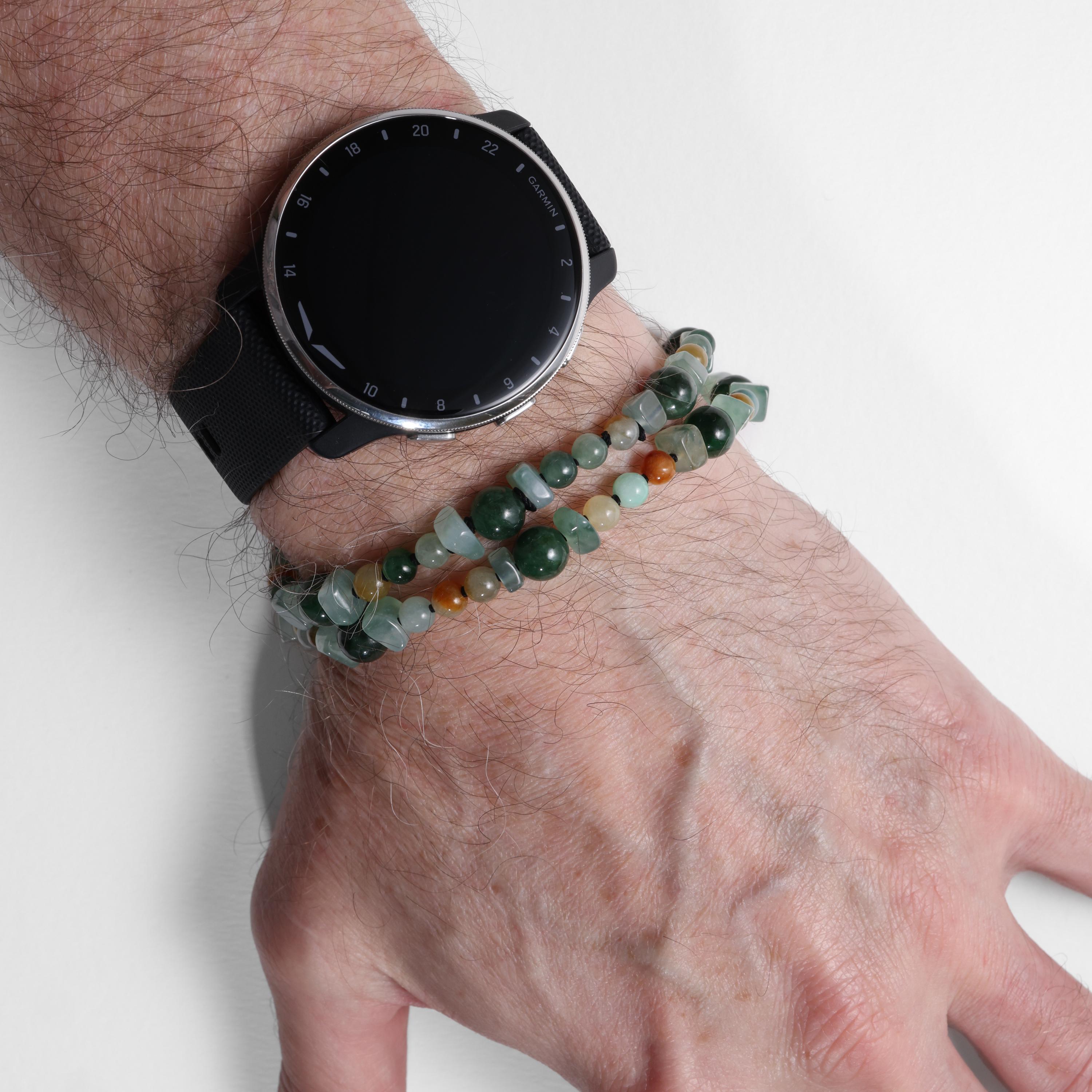 Jade Necklace and Beaded Bracelet, Colorful, Unisex, 17
