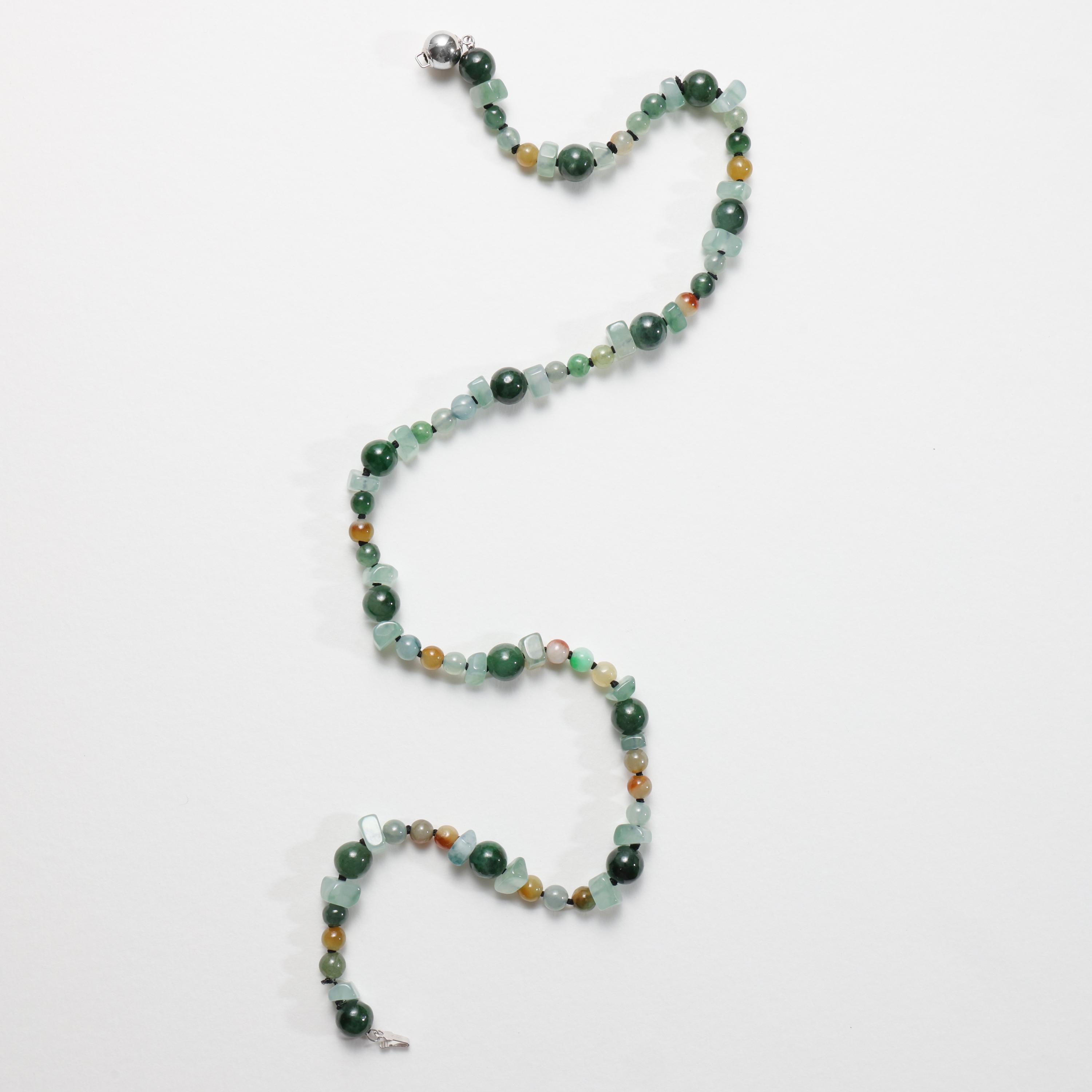 Jade Necklace and Beaded Bracelet, Colorful, Unisex, 17