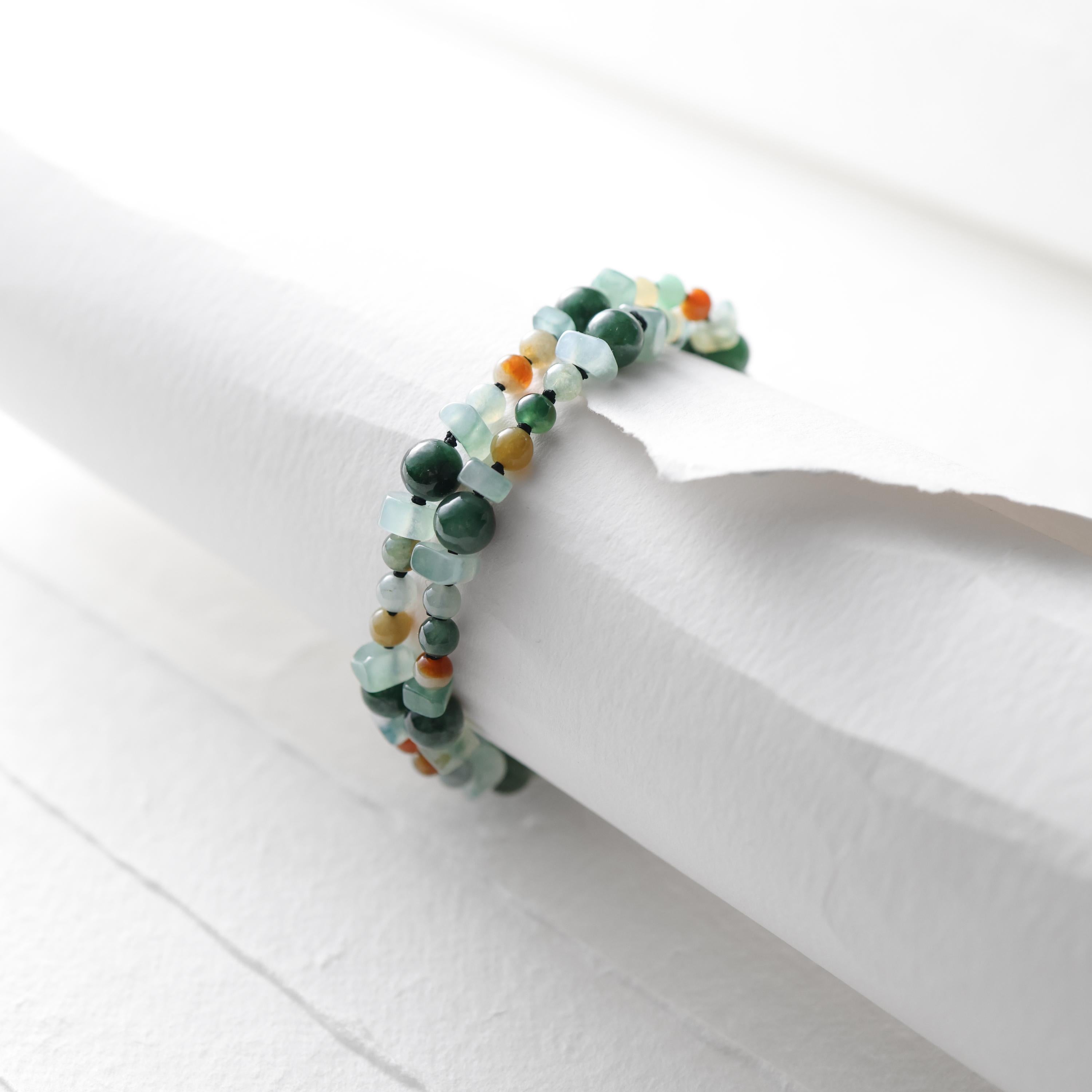 Jade Necklace and Beaded Bracelet, Colorful, Unisex, 17