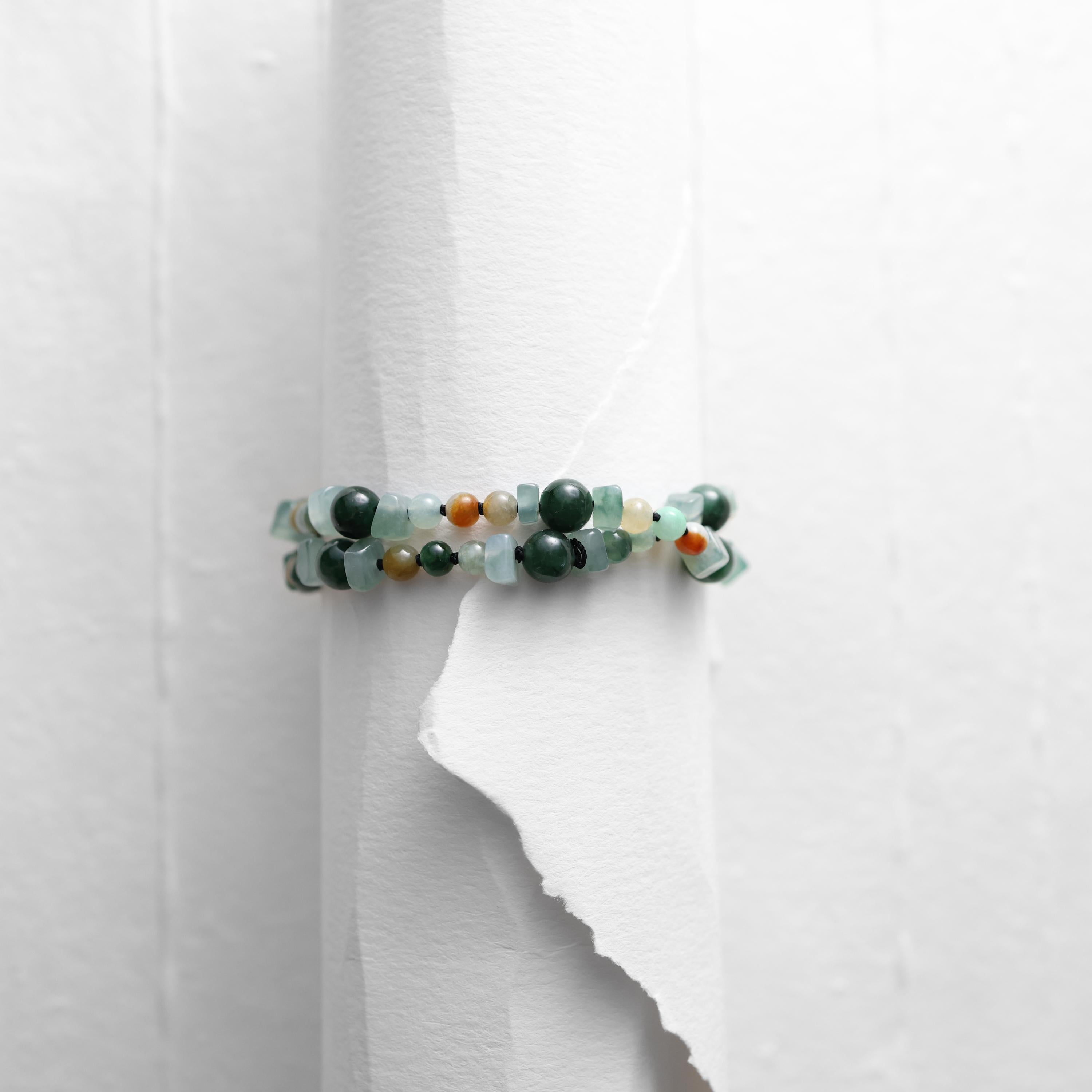 Jade Necklace and Beaded Bracelet, Colorful, Unisex, 17