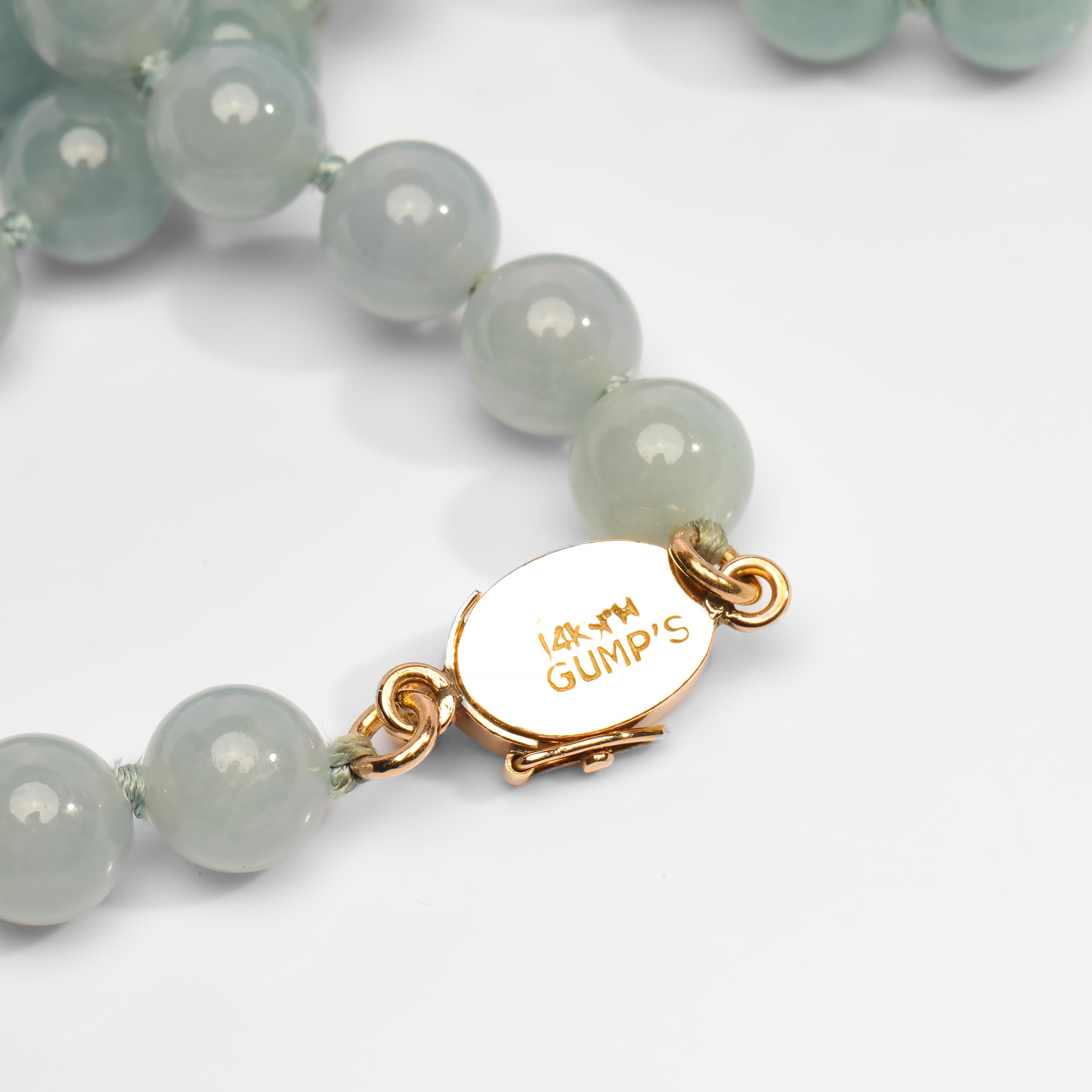 Jade Necklace by Gump's in Rare Glassy Blue 3
