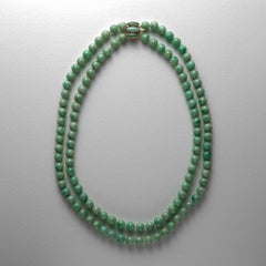 Jade Necklace Double Necklace Certified Untreated Midcentury 9.5mm 20" & 24"