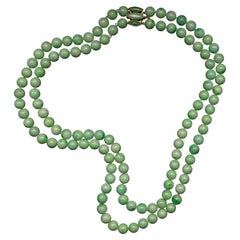 Jade Necklace Double Strand Substantial Necklace Certified Untreated Midcentury