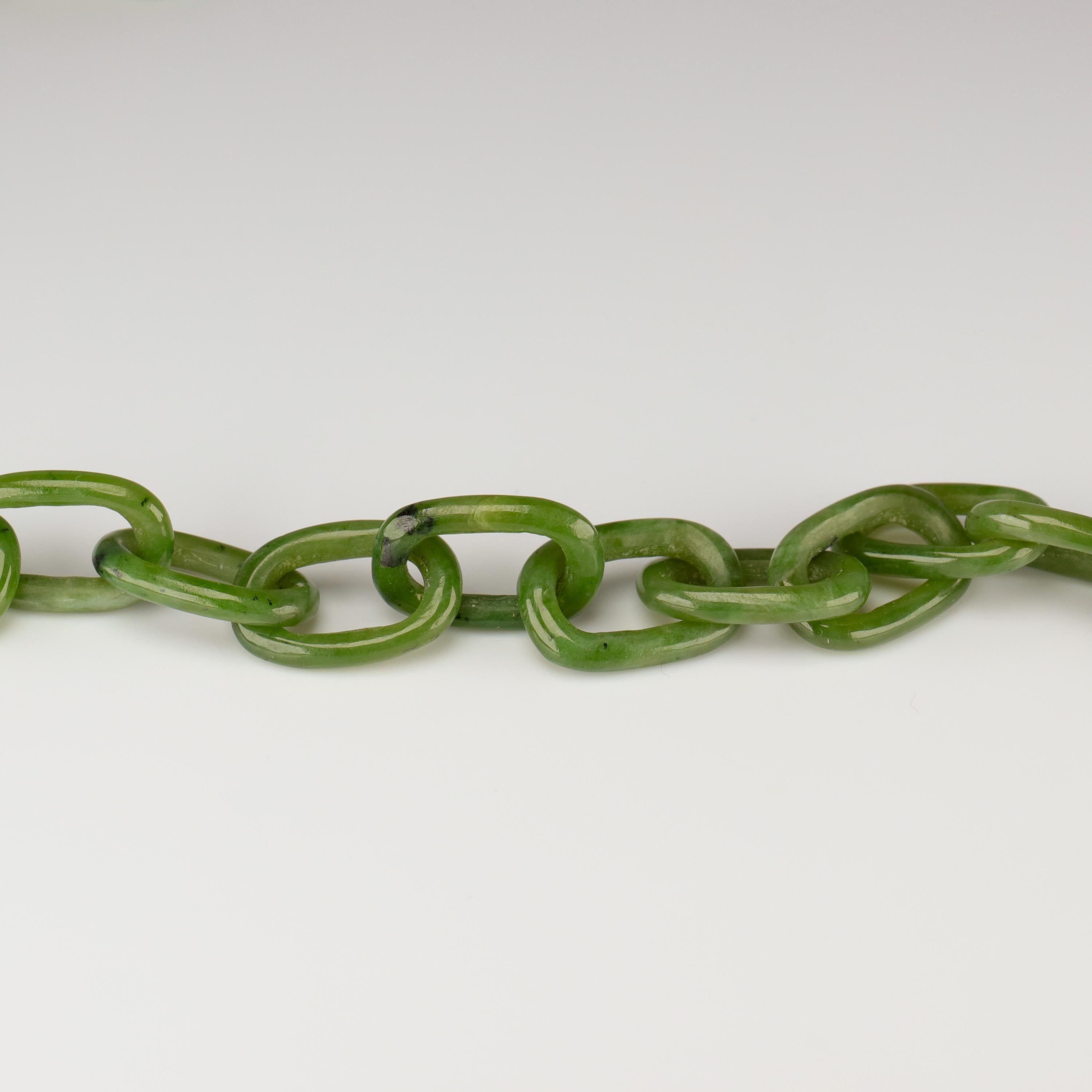 Jade Necklace Hand Carved Chain from One Piece of Stone, circa 1935 3