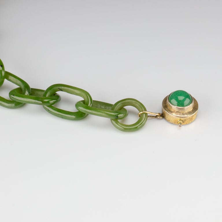 Jade Necklace Hand Carved Chain from One Piece of Stone, circa 1935 at