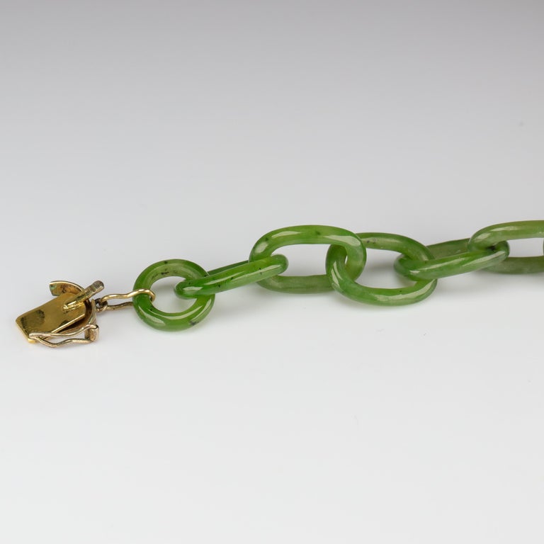 Jade Necklace Hand Carved Chain from One Piece of Stone, circa 1935 at