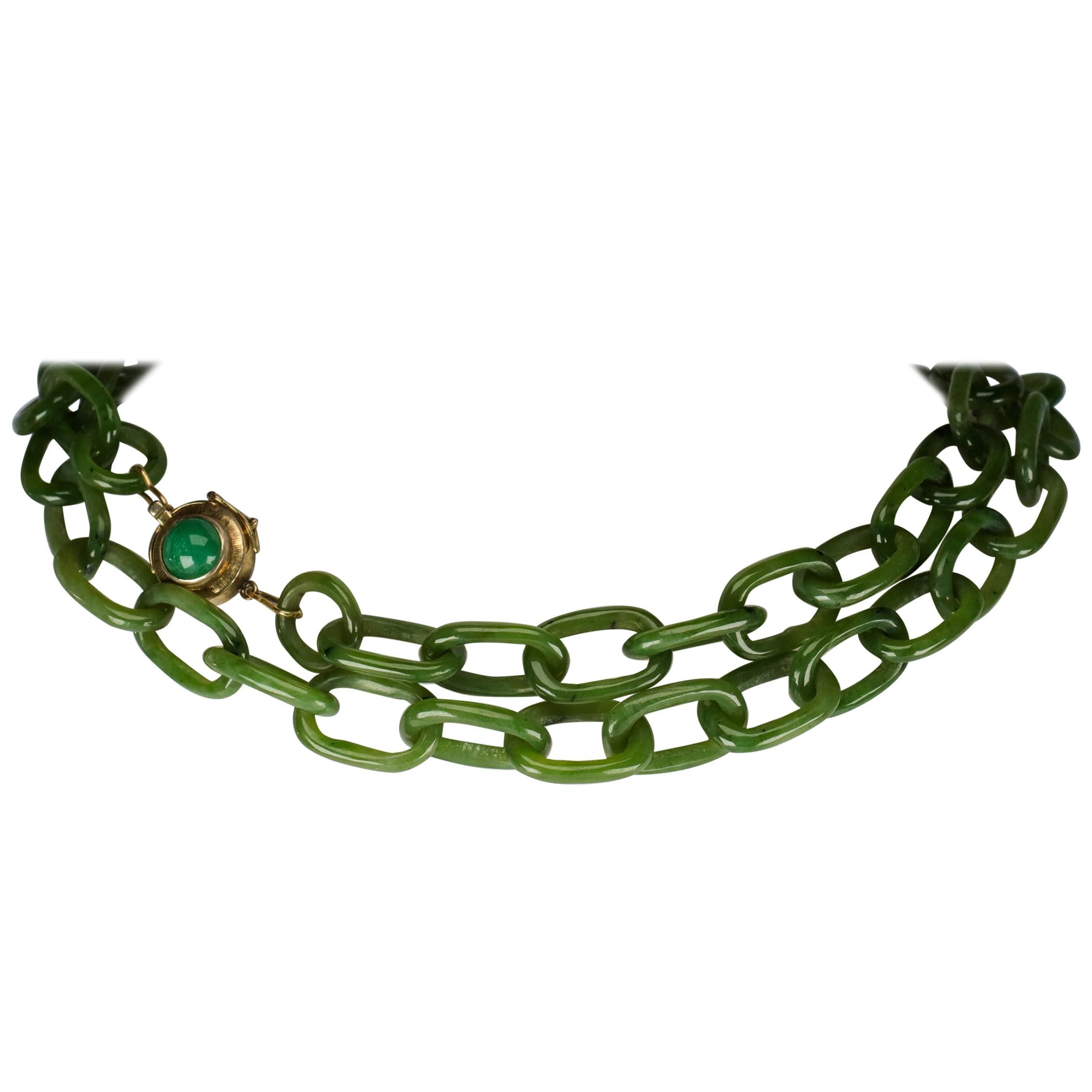 Jade Necklace Hand Carved Chain from One Piece of Stone, circa 1935