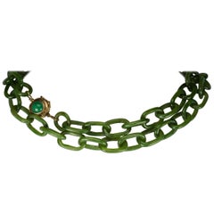 Vintage Jade Necklace Hand Carved Chain from One Piece of Stone, circa 1935