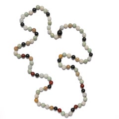 Jade Necklace Midcentury Muted Multicolor 35" Certified Untreated, Italian