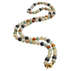 Jade-Halskette Multicolor Hoch Transluzenz Midcentury zertifiziert unbehandelt 25"