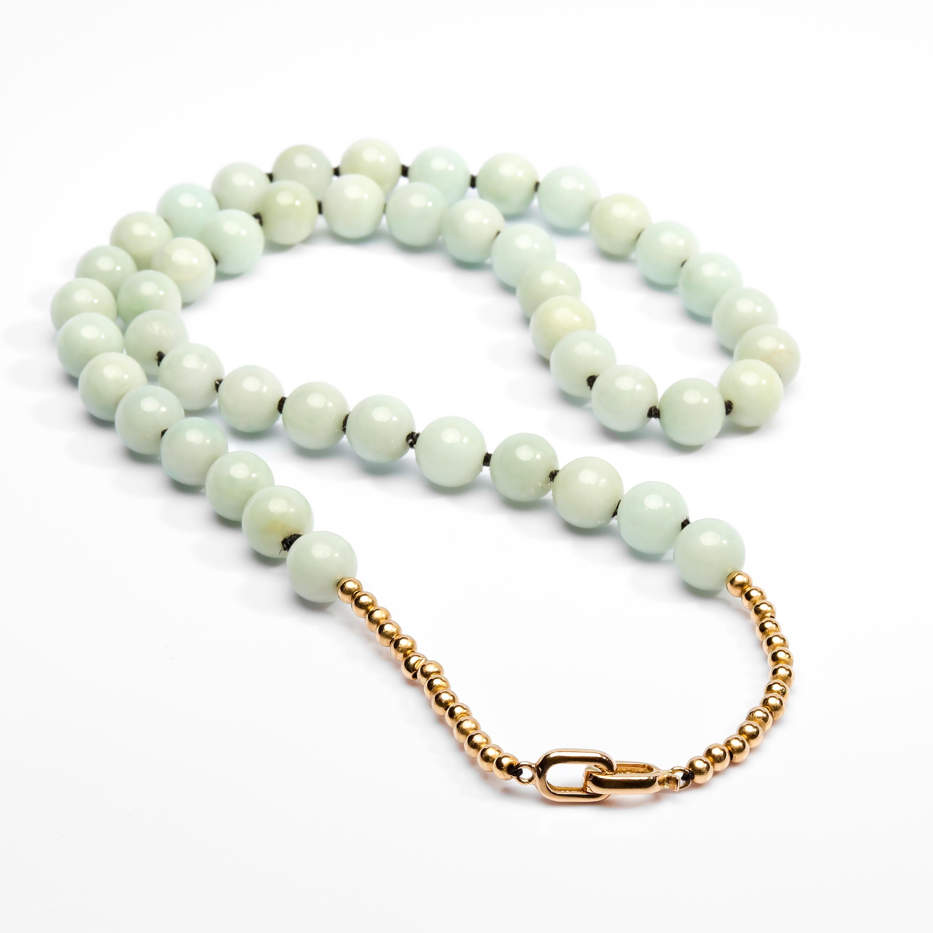 Modern Jade Necklace of Soft Bluish-Green Jadeite is Unexpectedly Sublime