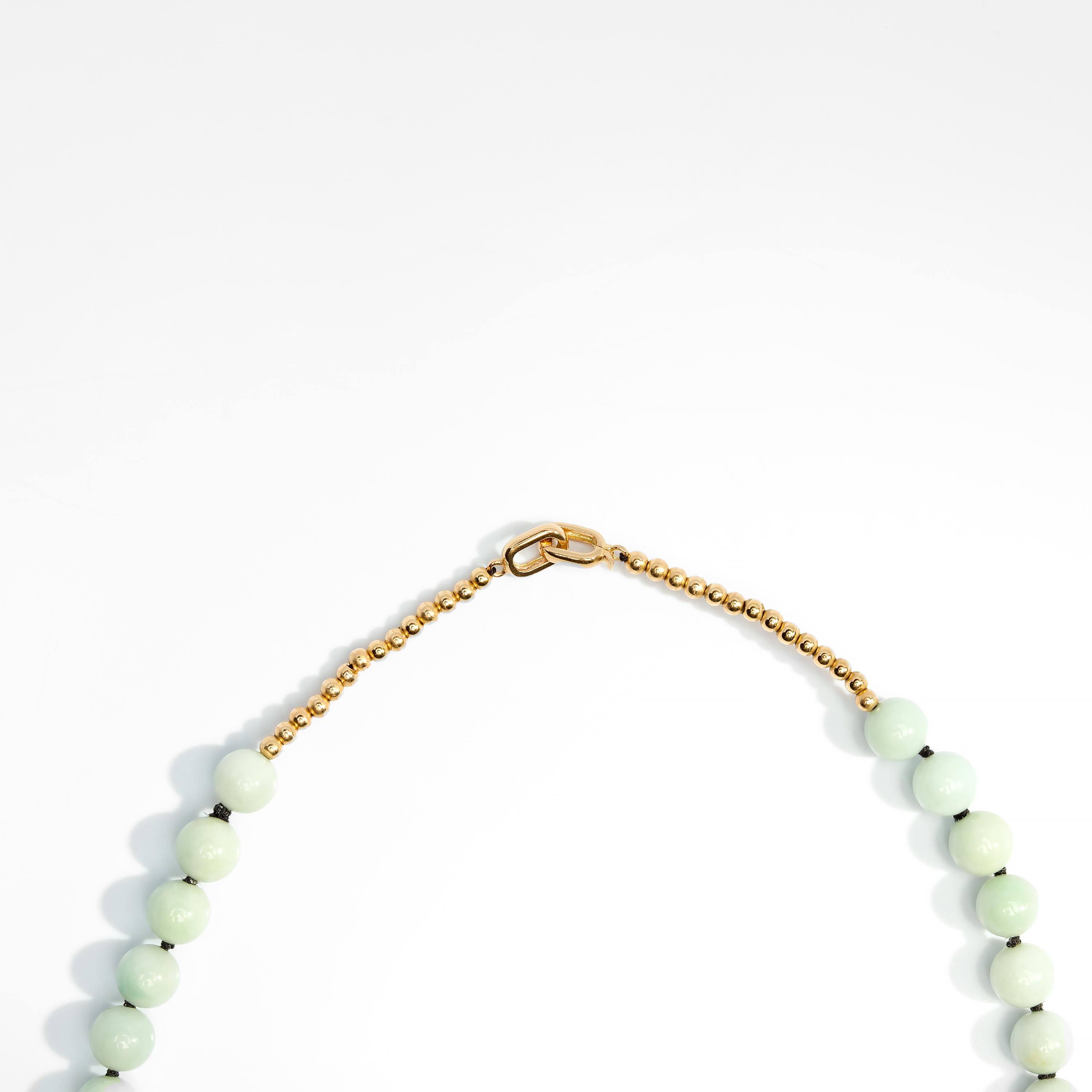 Jade Necklace of Soft Bluish-Green Jadeite is Unexpectedly Sublime 1