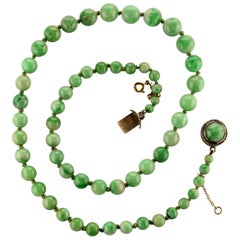 Jade Necklace Spring Green GIA Certified Natural and Untreated Art Deco