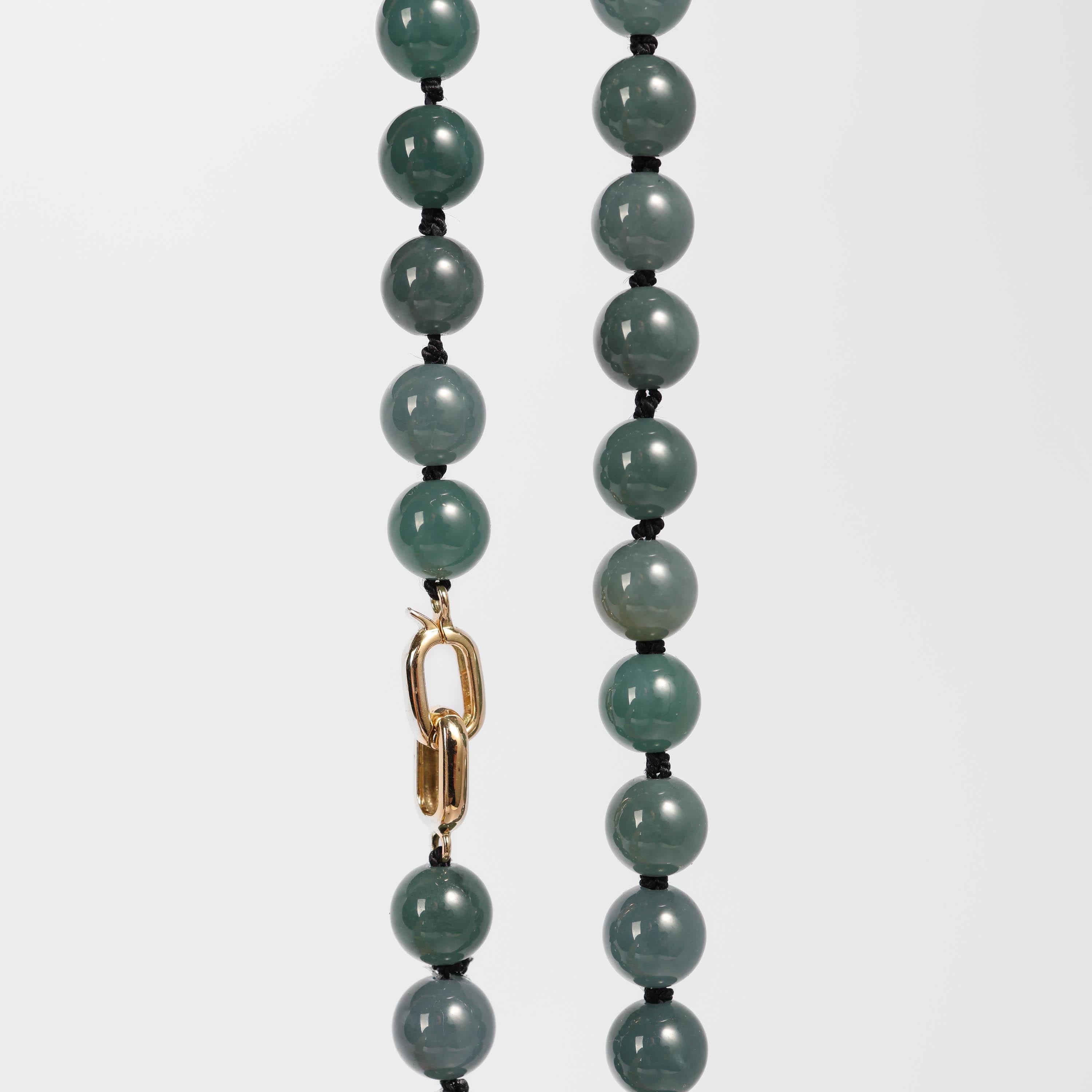 Artisan Jade Necklace Translucent Greenish-Blue Certified Untreated, New, 25