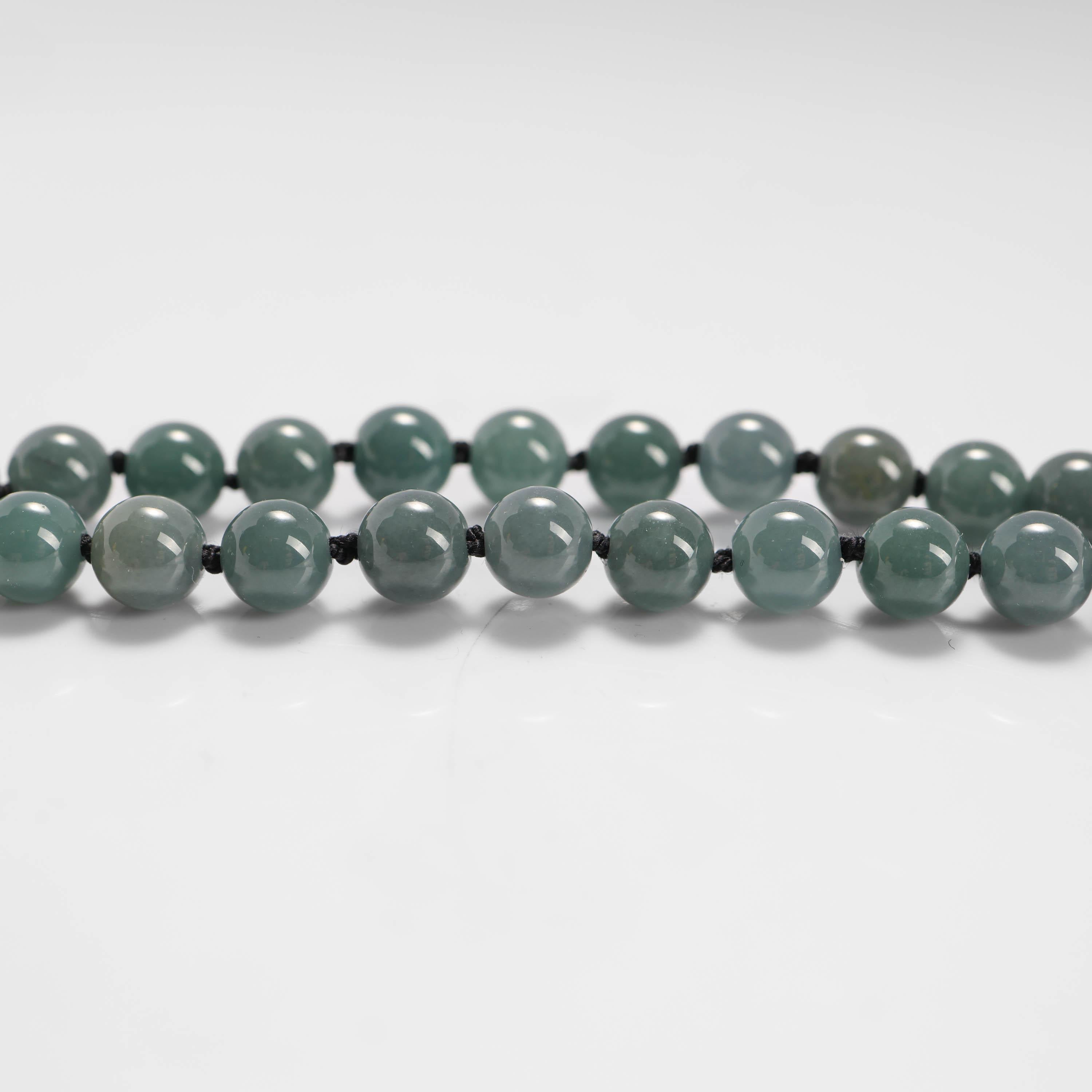 Jade-Halskette Transluzent Grün-Blau zertifiziert unbehandelt, neu, 25