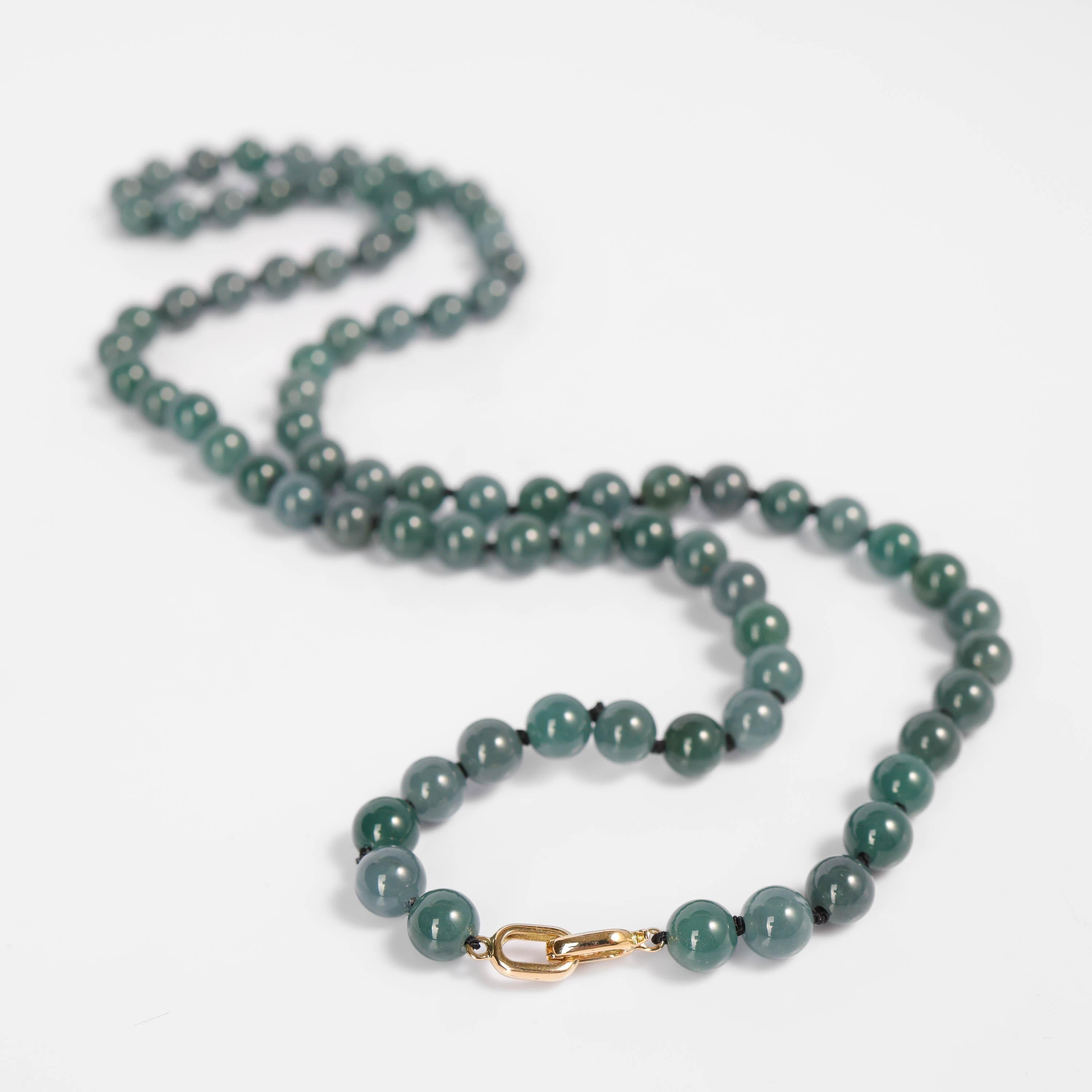 Collier de jade bleu-vert translucide certifié non traité, nouveau, 25