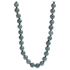 Jade Necklace Translucent Greenish-Blue Certified Untreated, New, 25"