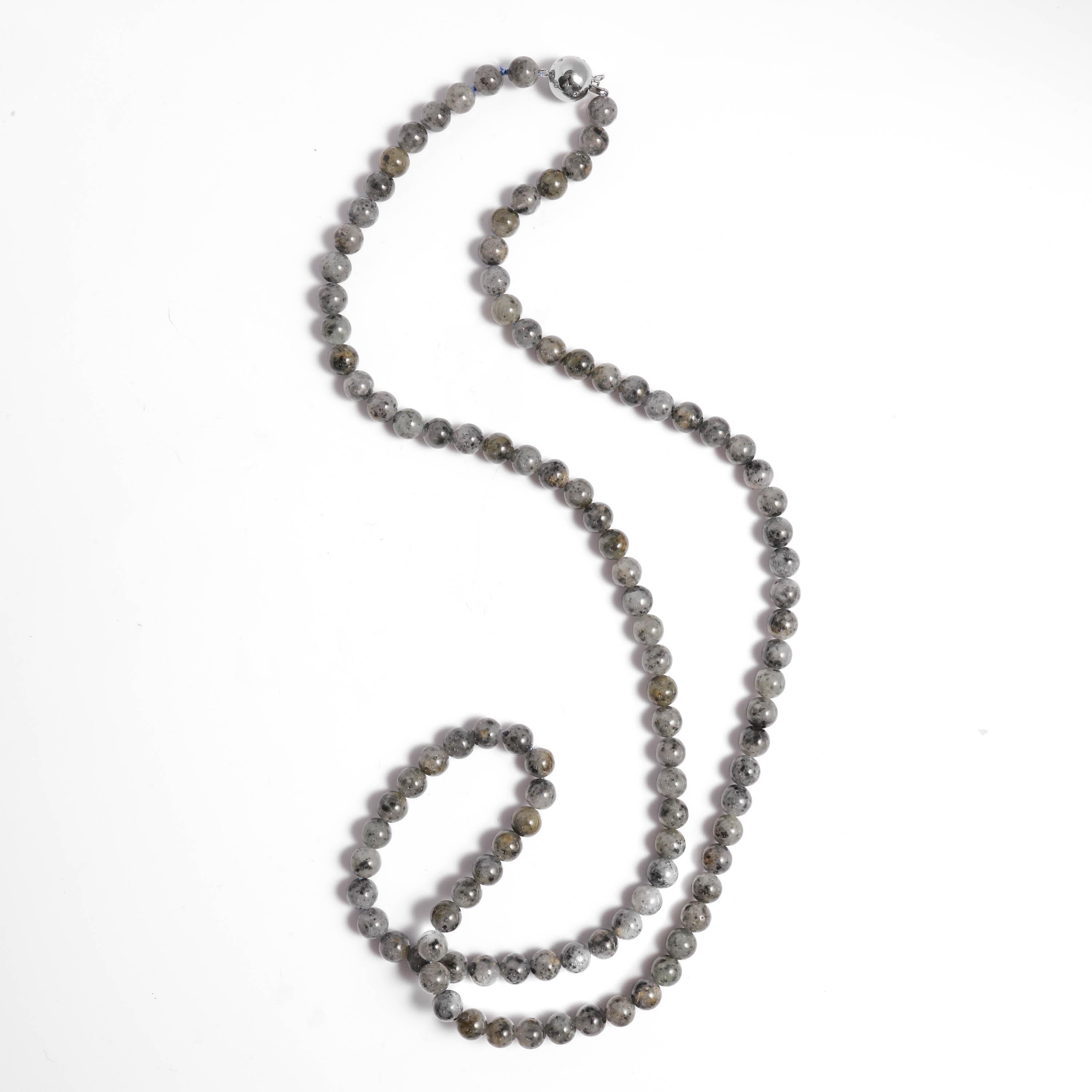 Women's or Men's Jade Necklace Translucent Salt & Pepper, New, Certified Untreated 28