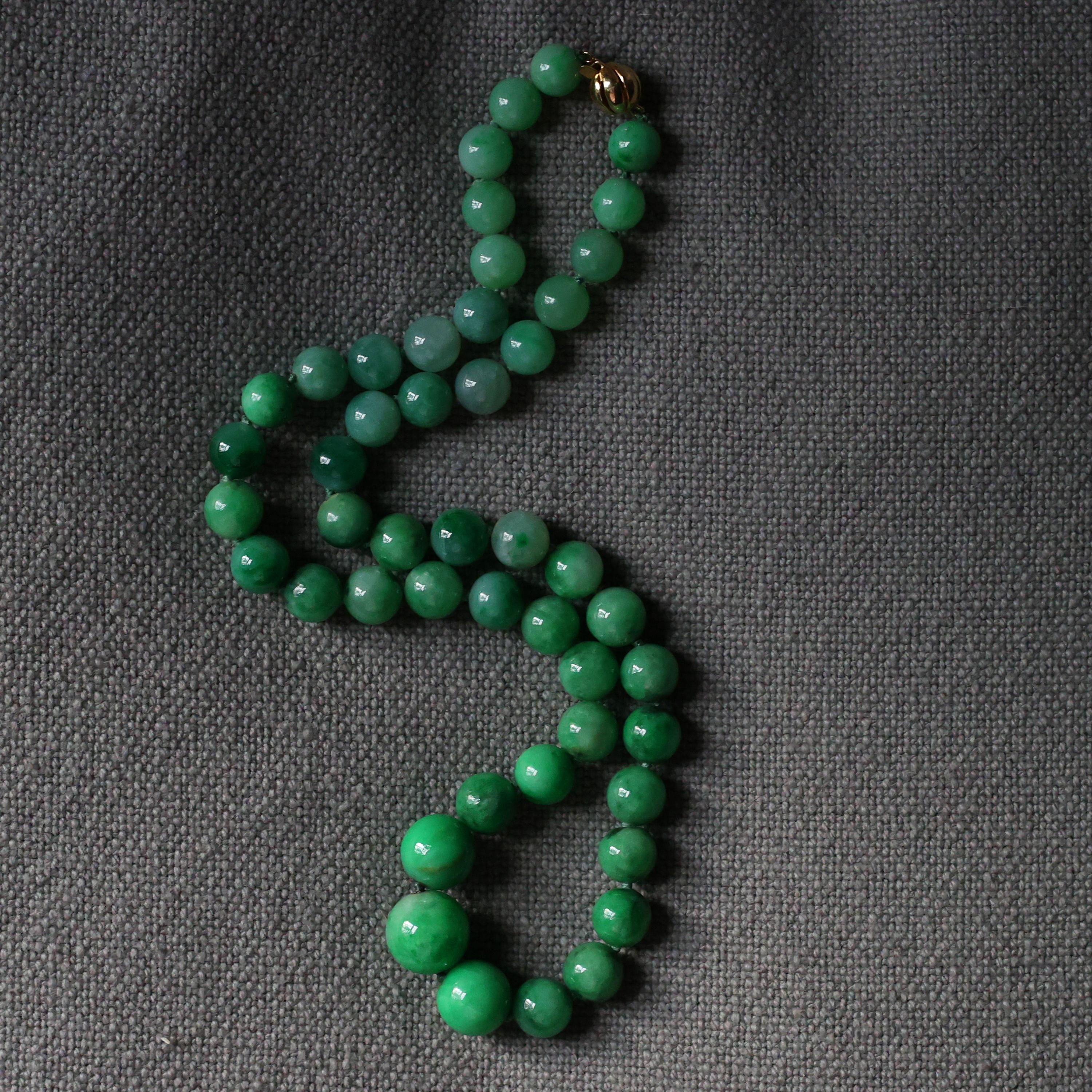 Jade Necklace Vivid Apple Green Certified Untreated Rare 3