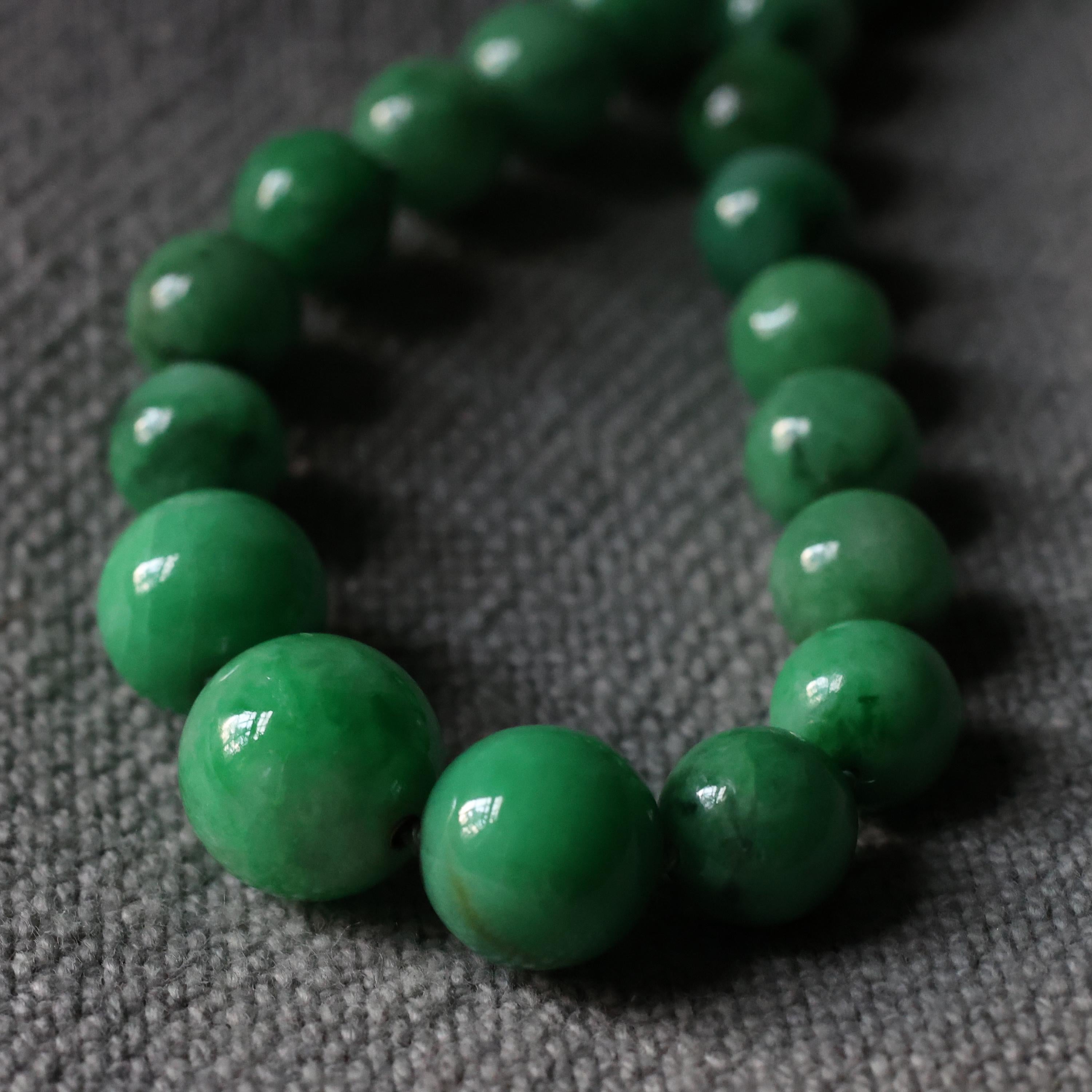 Jade Necklace Vivid Apple Green Certified Untreated Rare 4