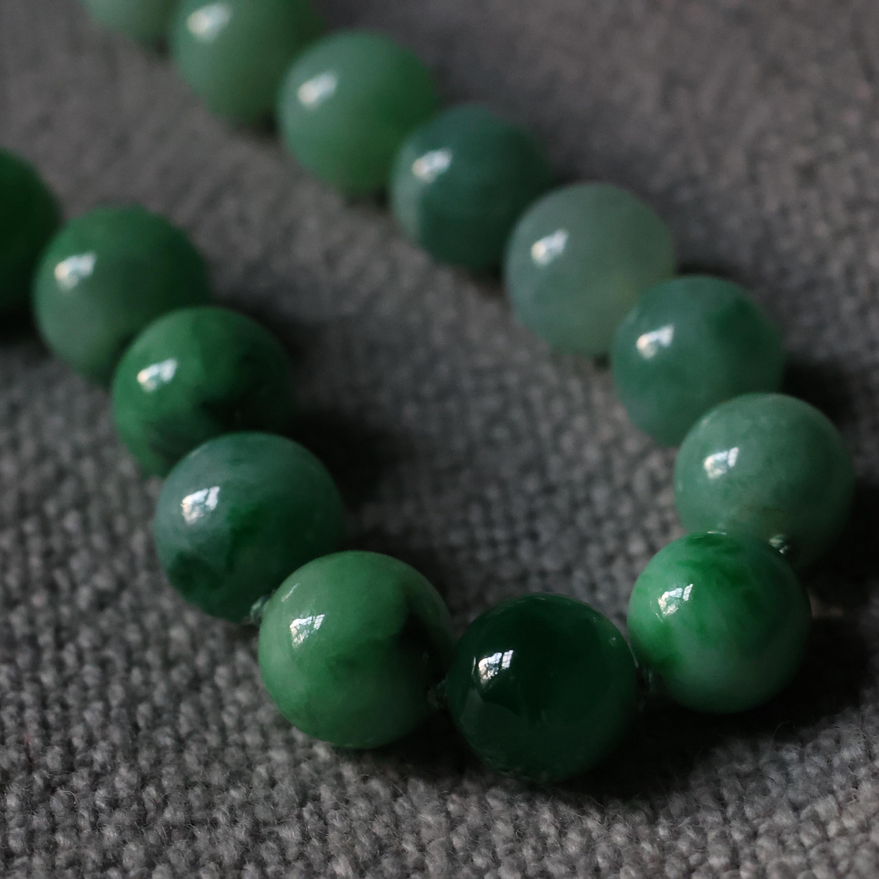 Jade Necklace Vivid Apple Green Certified Untreated Rare 5