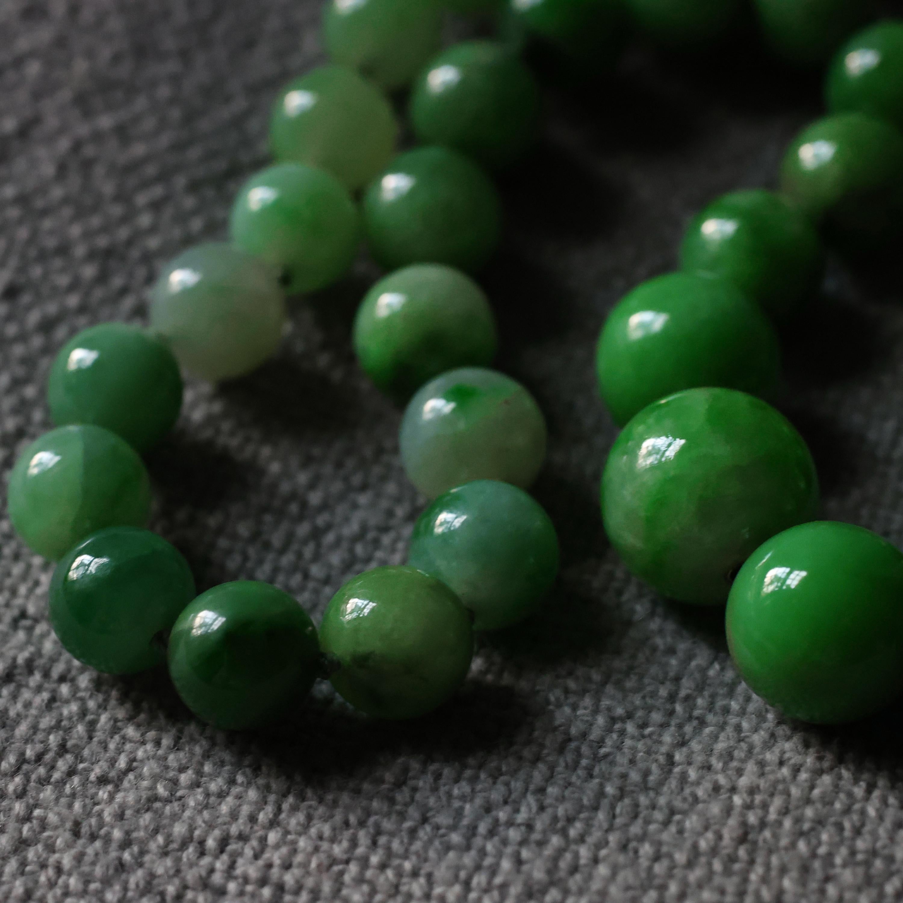 Jade Necklace Vivid Apple Green Certified Untreated Rare 6