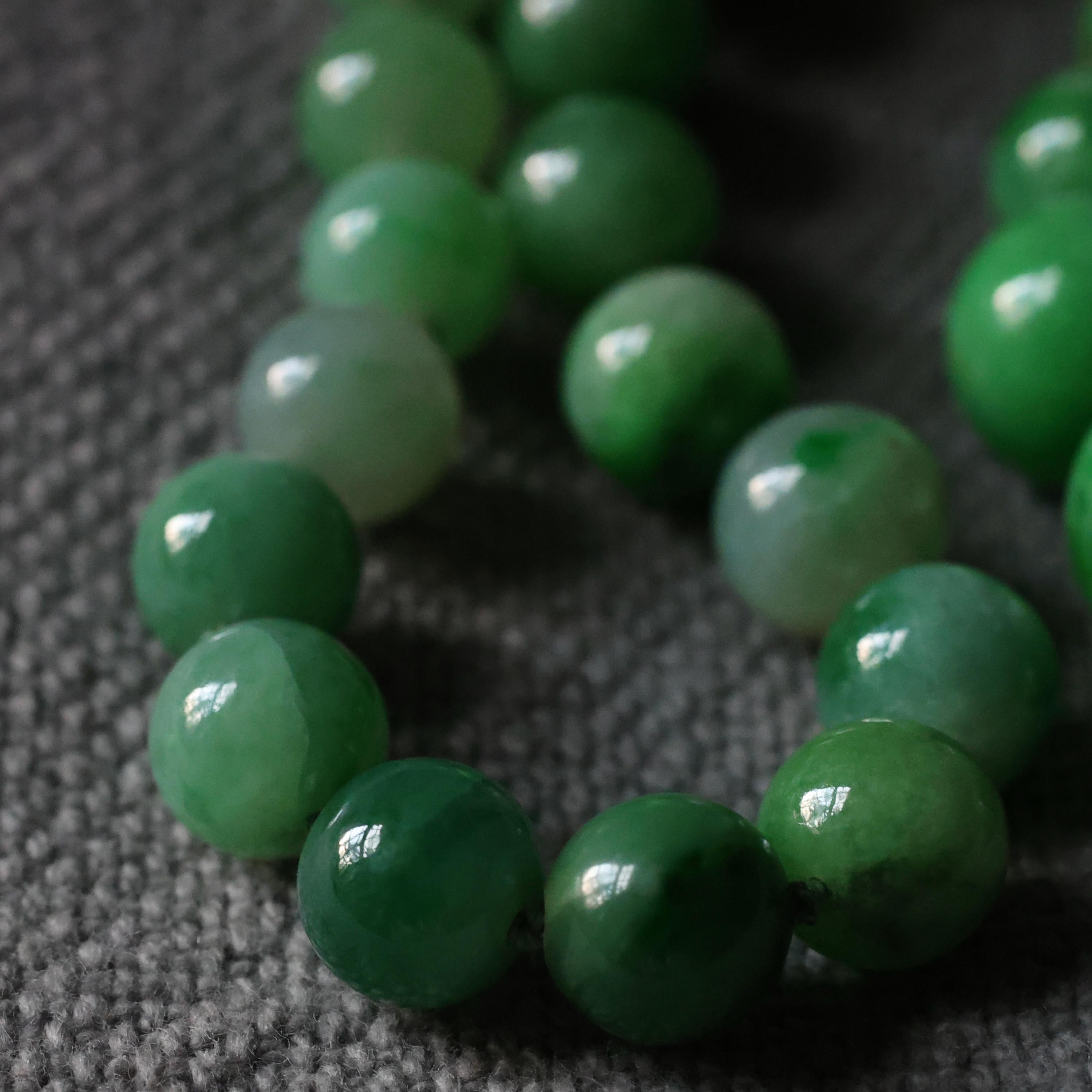 Jade Necklace Vivid Apple Green Certified Untreated Rare 7