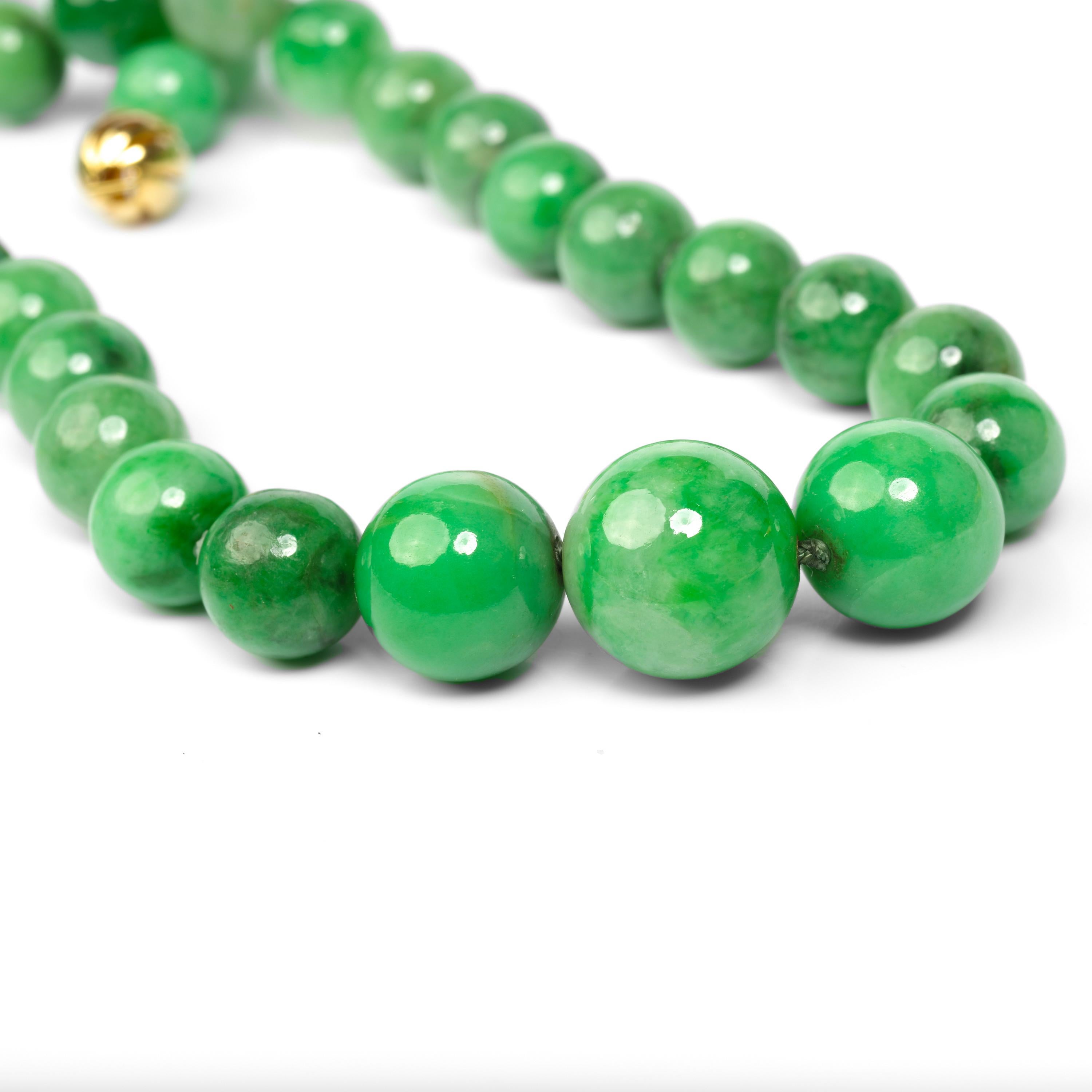 Jade Necklace Vivid Apple Green Certified Untreated Rare 1