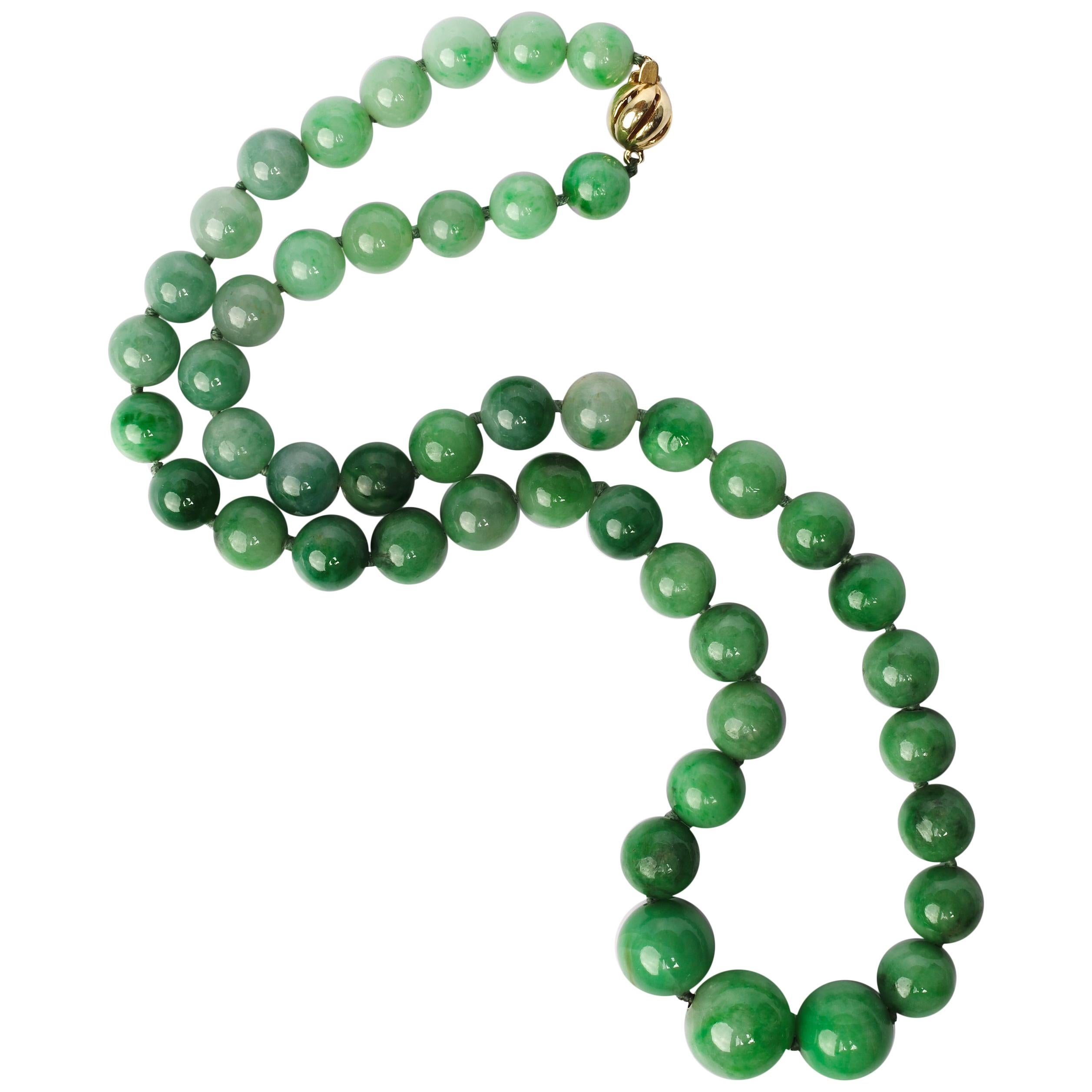 Jade Necklace Vivid Apple Green Certified Untreated Rare