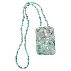 Jade Necklace With Carved Pendant 