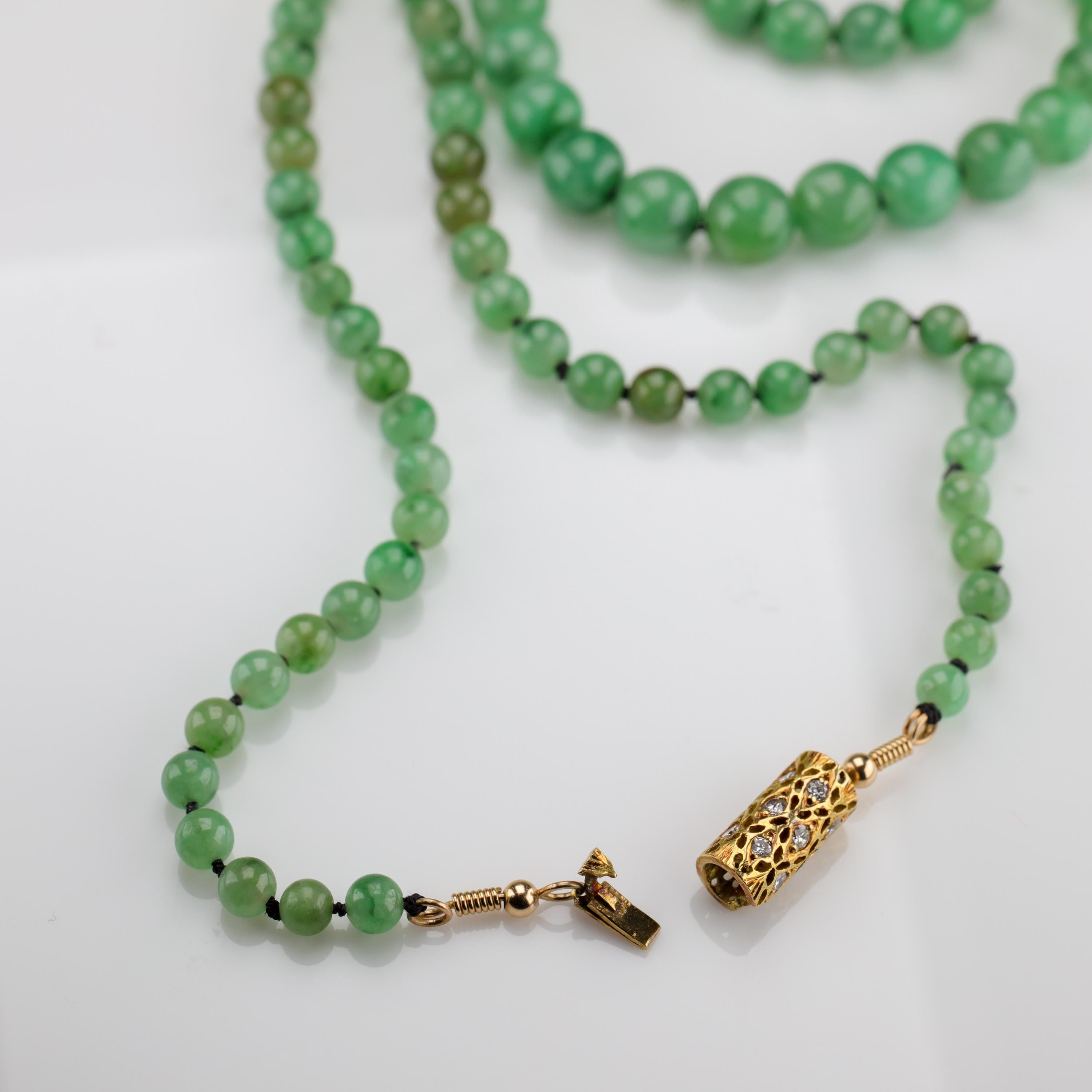Jade Necklace with Diamond Clasp 7