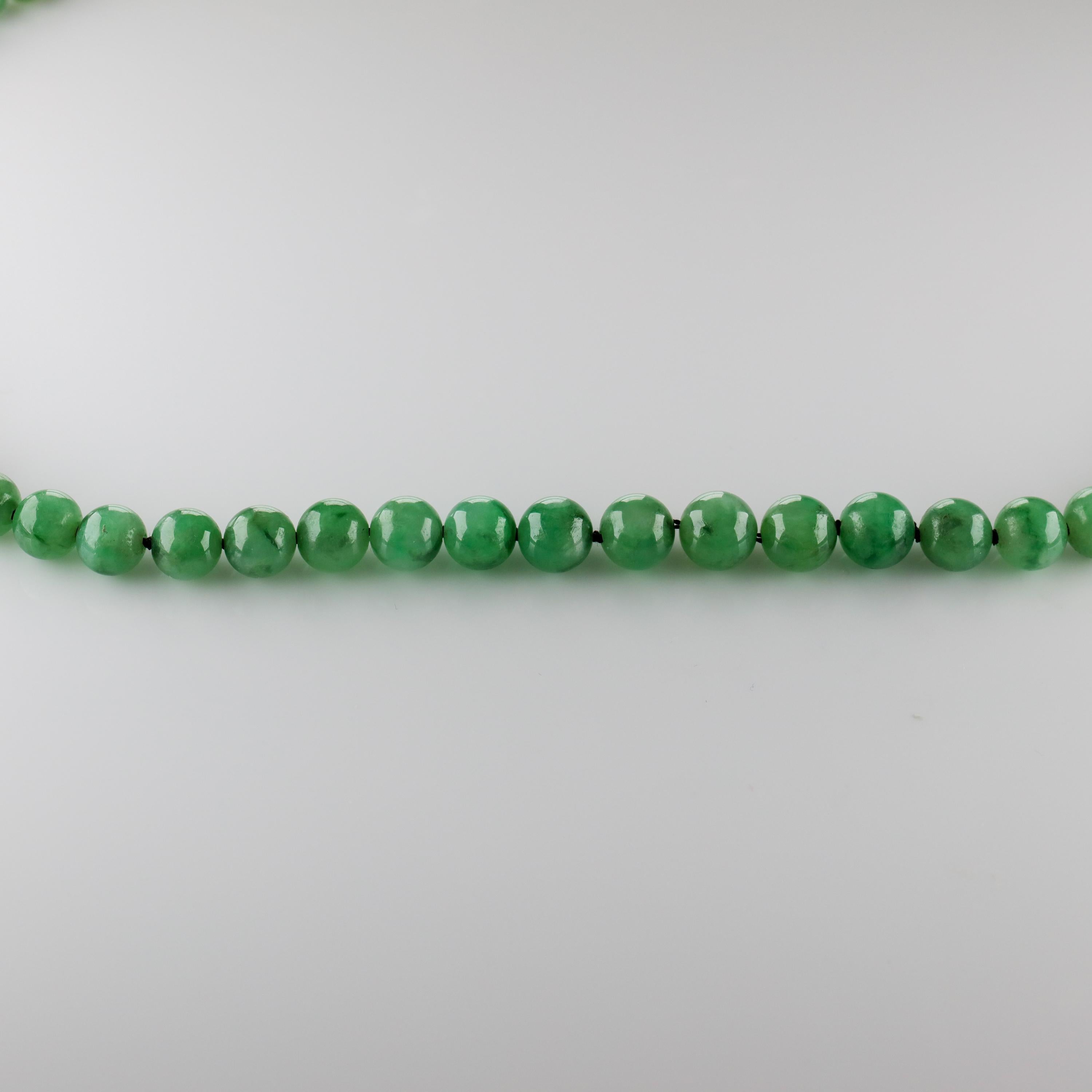 Women's or Men's Jade Necklace with Diamond Clasp