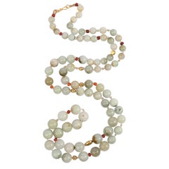 Jade Necklace with Gold and Glass Beads Certified Untreated