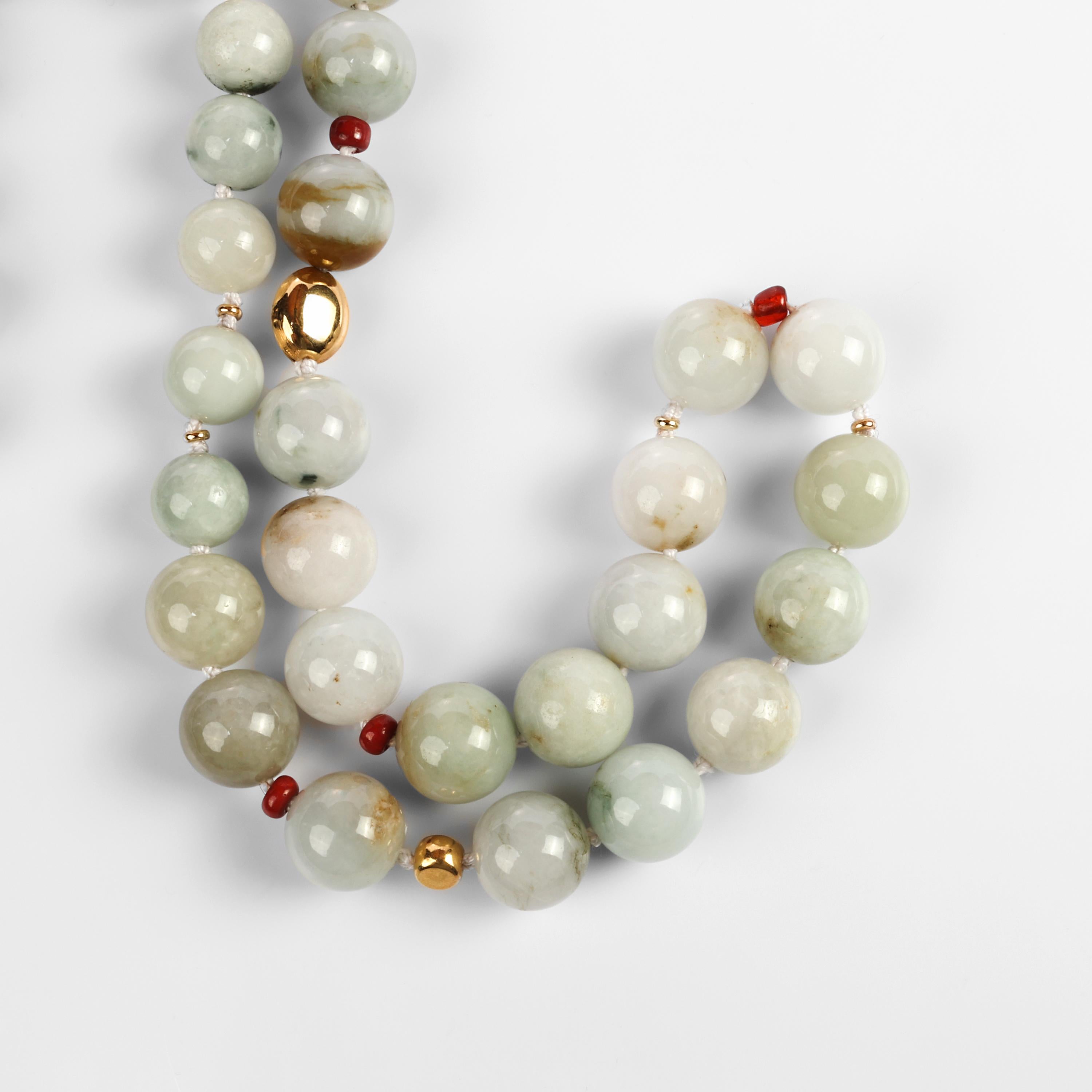 Jade Necklace with Gold and Glass Beads Certified Untreated 2