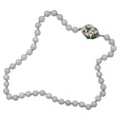 Jade Necklace with Pearl & Imperial Jade Clasp Certified Untreated