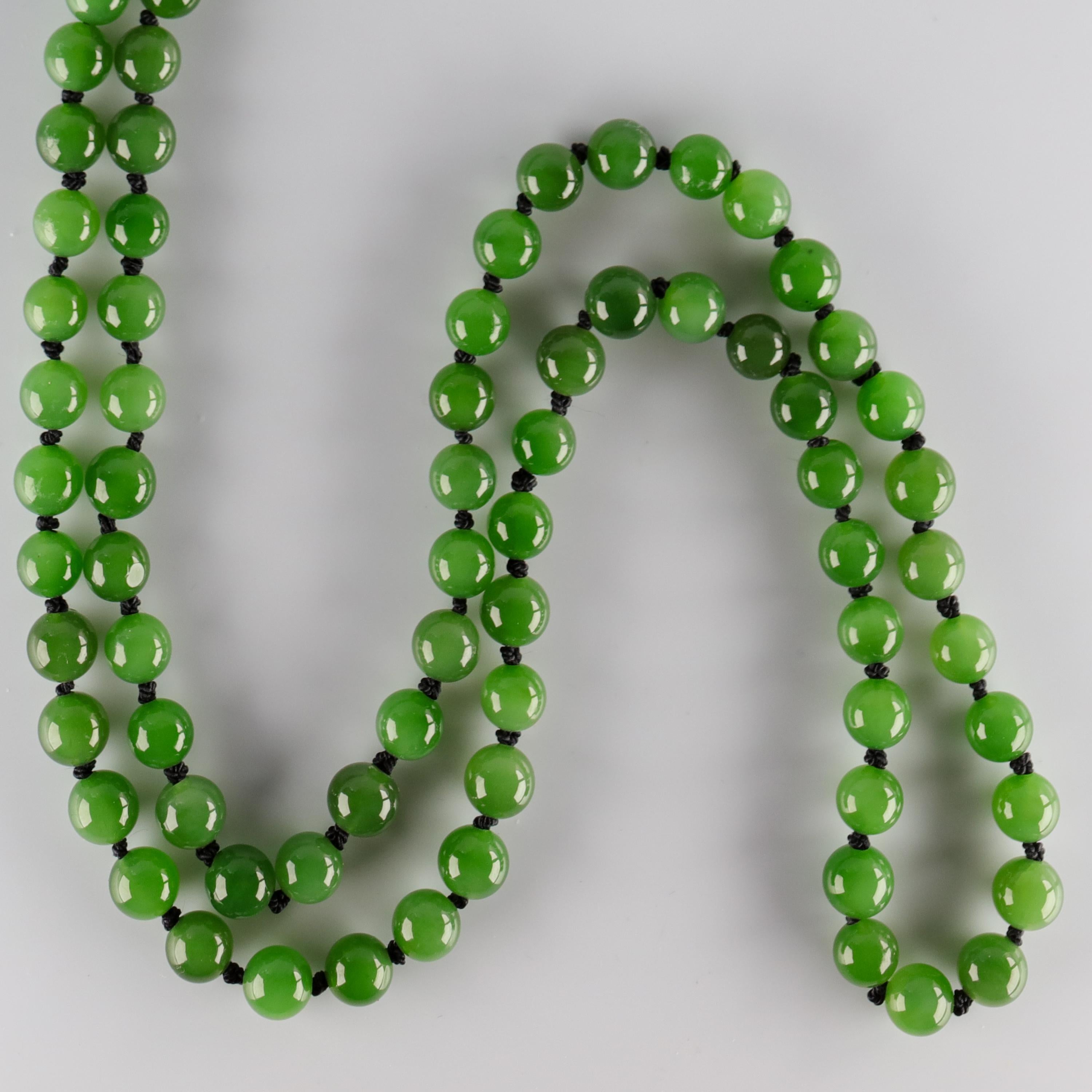 Jade Necklace with Rare Chatoyancy Certified Untreated 3