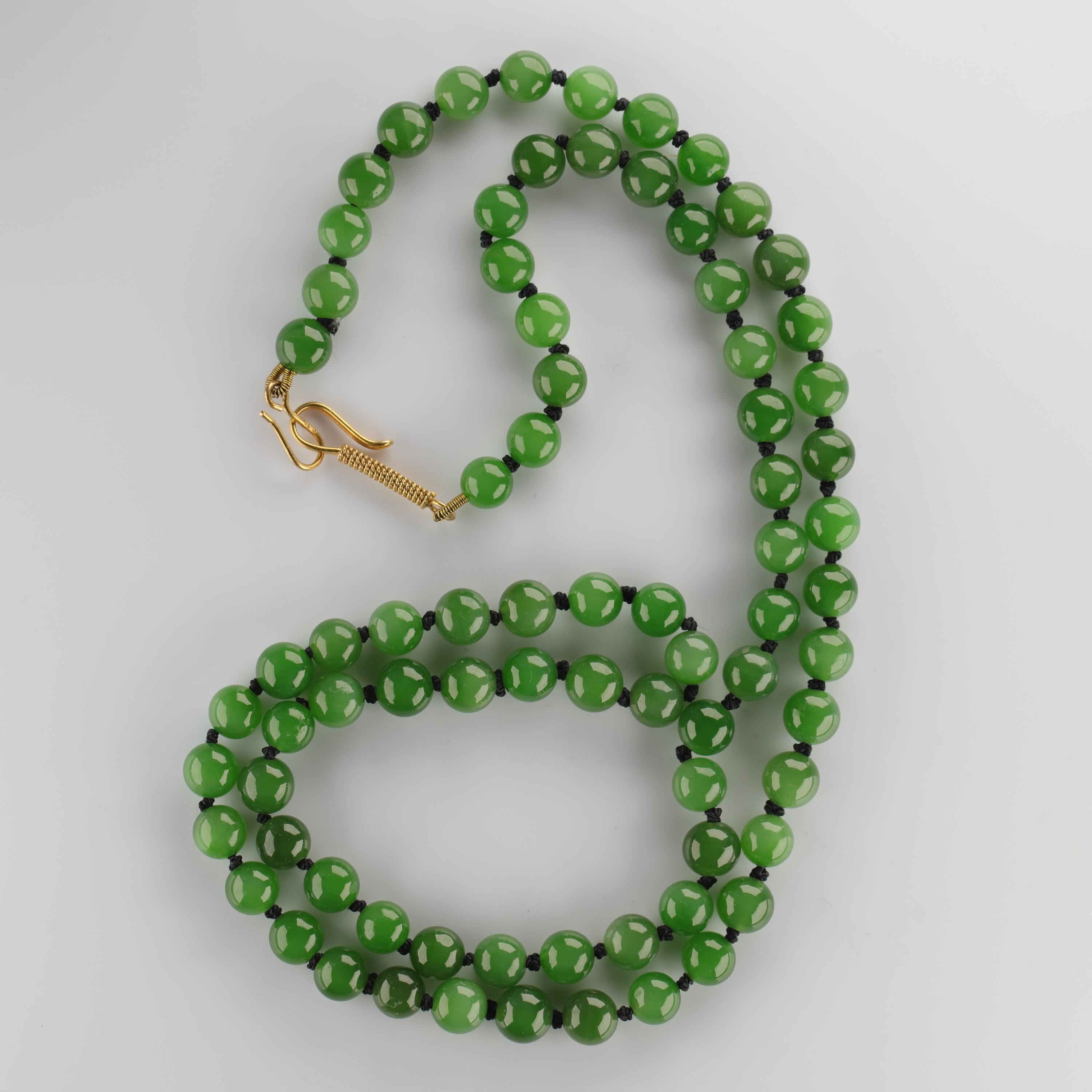 These jade beads are indescribably luminous. As a second-generation collector of jade, I have been around the stone my entire life and yet when I saw these beads I was in awe, for they possess a quality so rare it is almost never seen in jade: