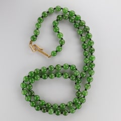 Jade Necklace with Rare Chatoyancy Certified Untreated