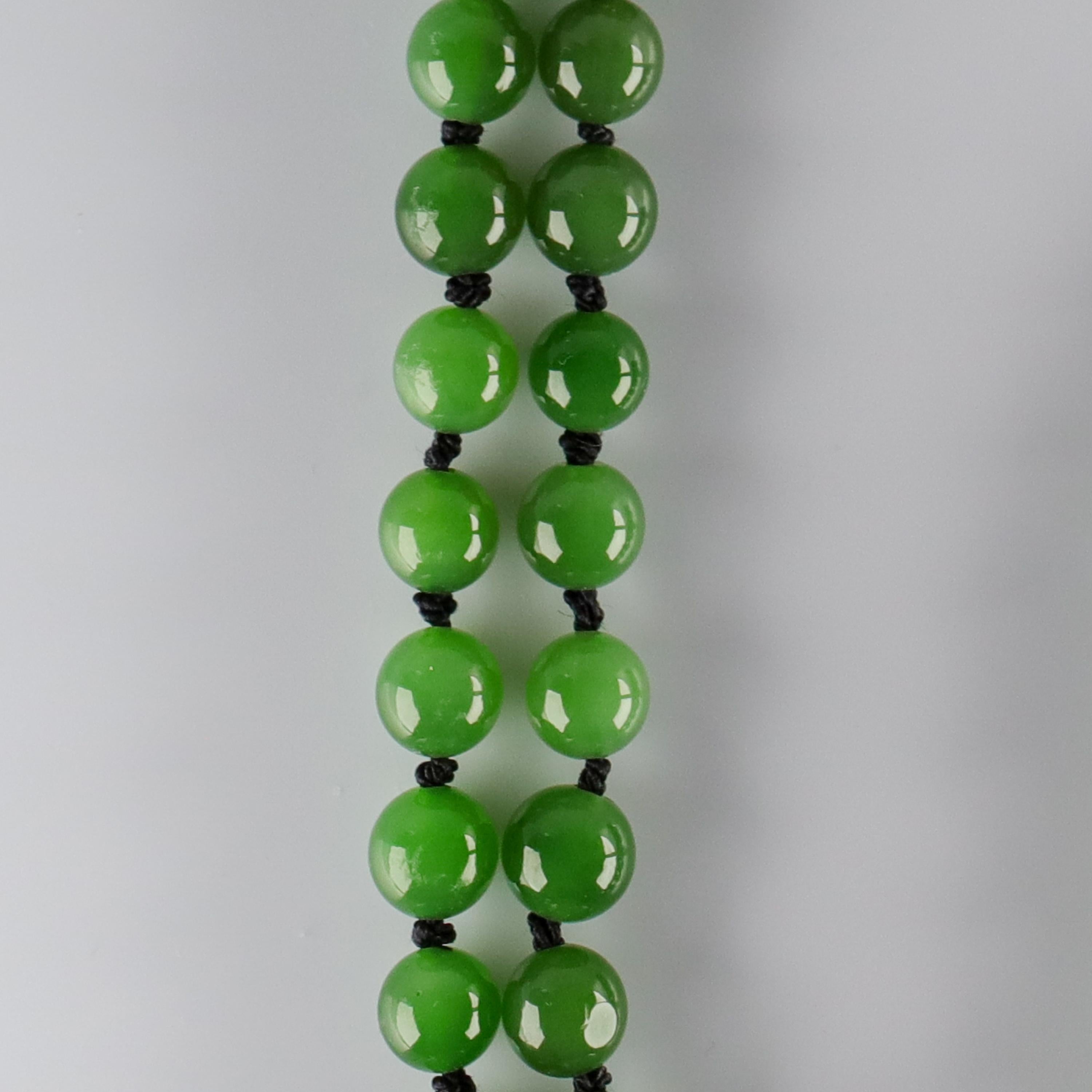 Jade Necklace with Rare Chatoyancy Certified Untreated 1