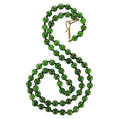 Jade Necklace with Rare Chatoyancy Certified Untreated