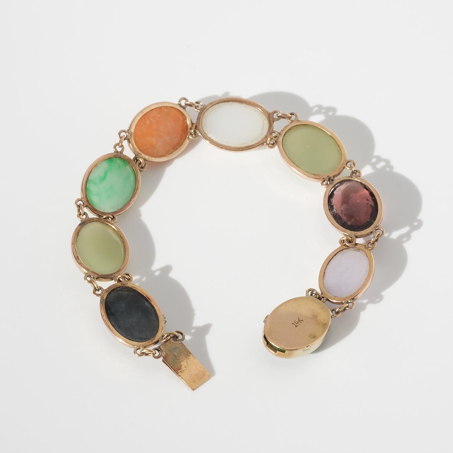 Jade, Nephrit, Quarz in 14 K Gold eingefasst, 20. Jahrhundert im Angebot 6
