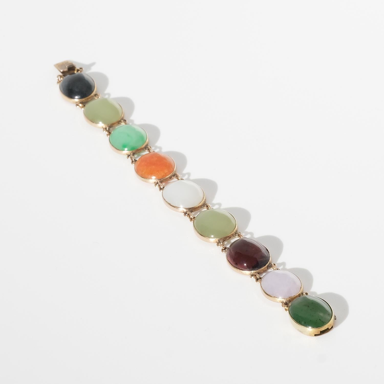 Jade, Nephrit, Quarz in 14 K Gold eingefasst, 20. Jahrhundert im Angebot 4