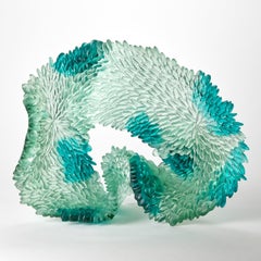 Jade Nuances, a celadon & emerald cast glass sculpture by Nina Casson McGarva