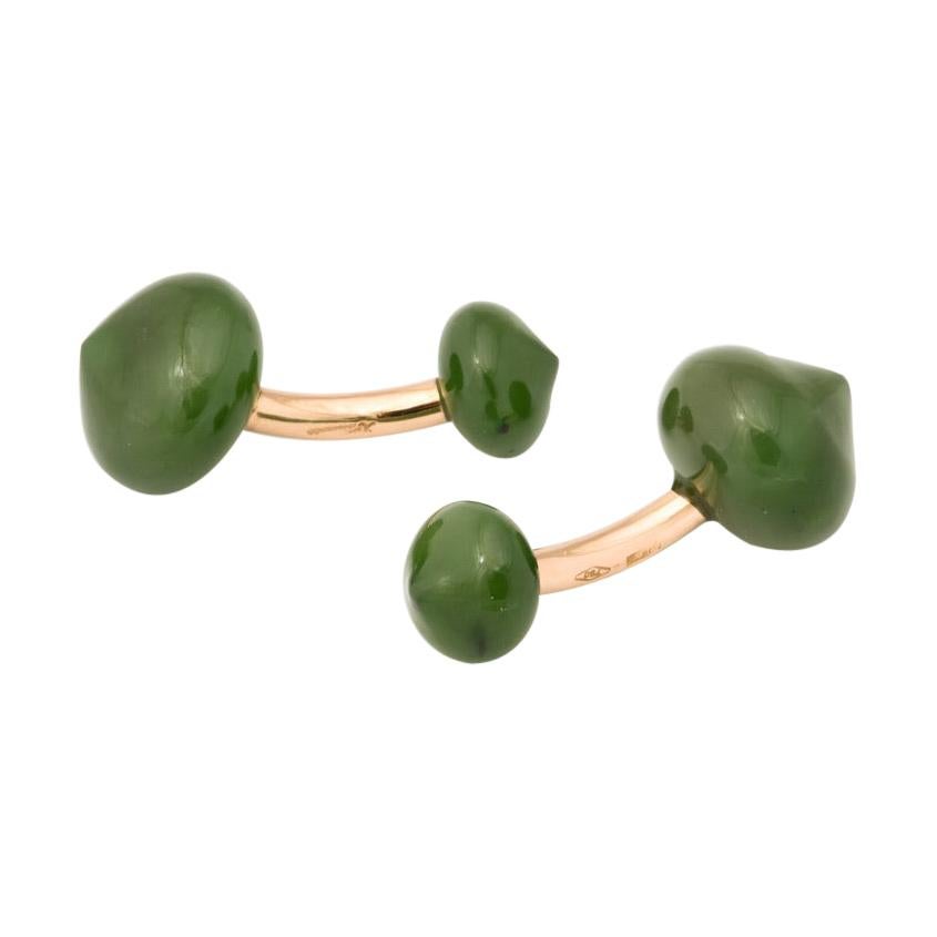 Contemporary Jade Onion Dome Double Sided Cufflinks by Michael Kanners